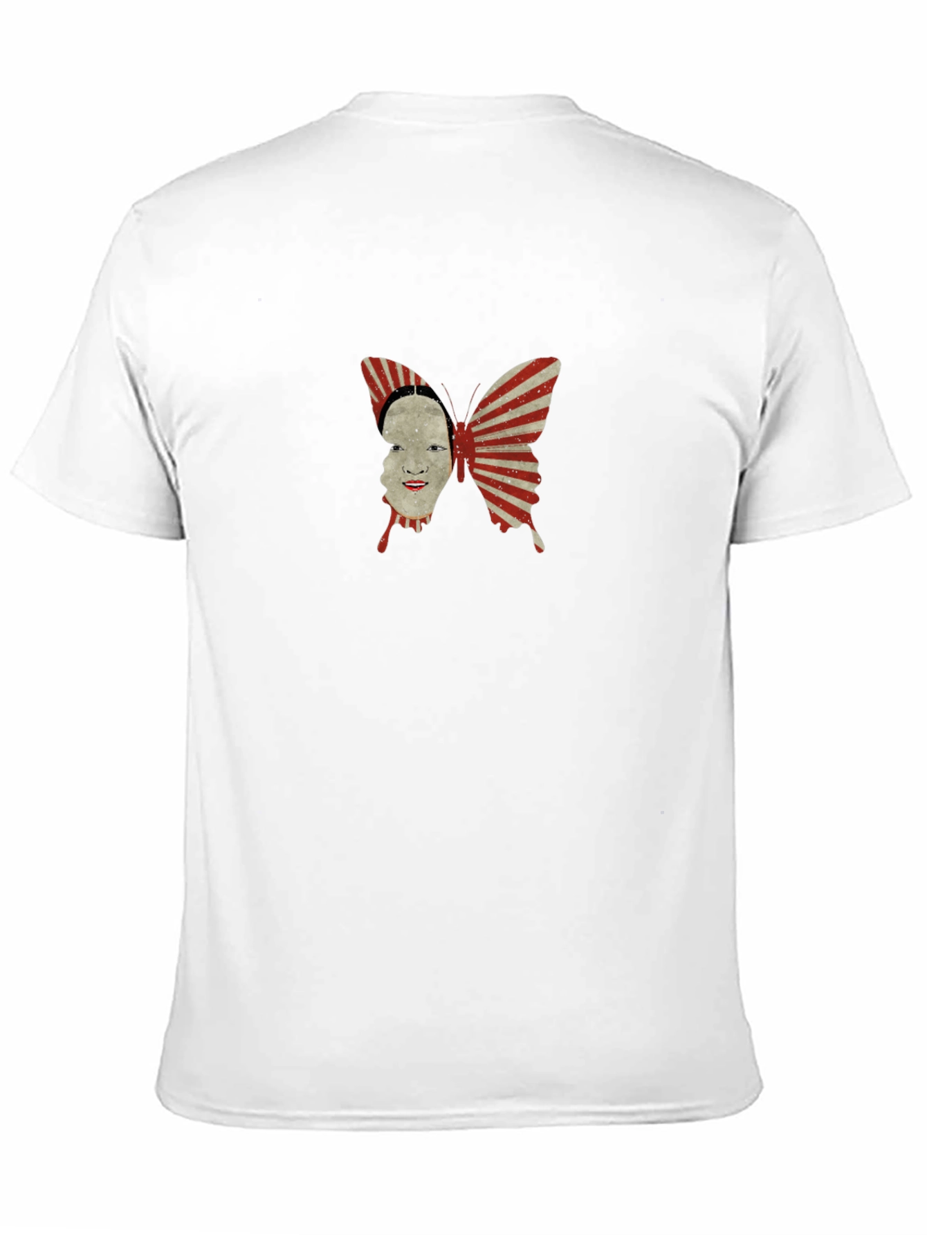 Abstract Butterfly Face Graphic Black T-Shirt