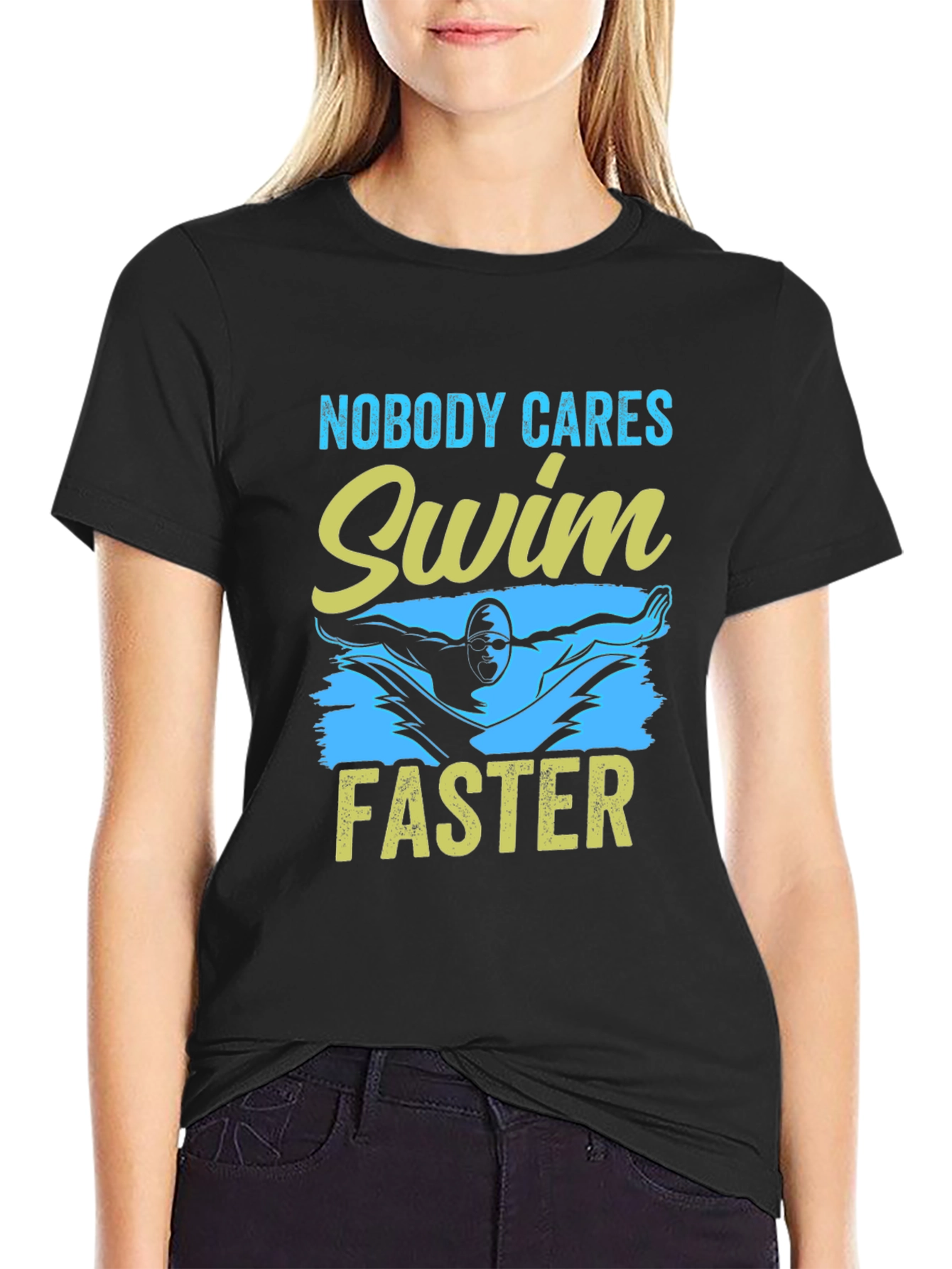Swim Faster Graphic Tee - Black