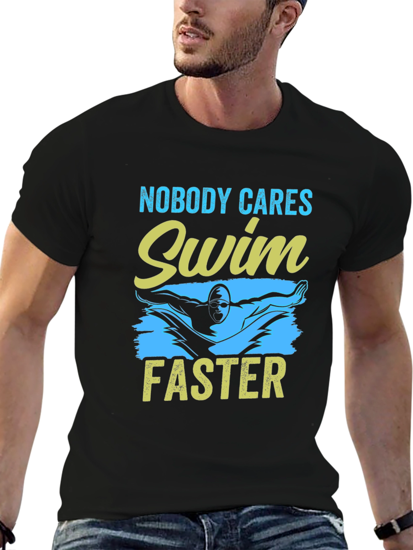 Swim Faster Graphic Tee - Black