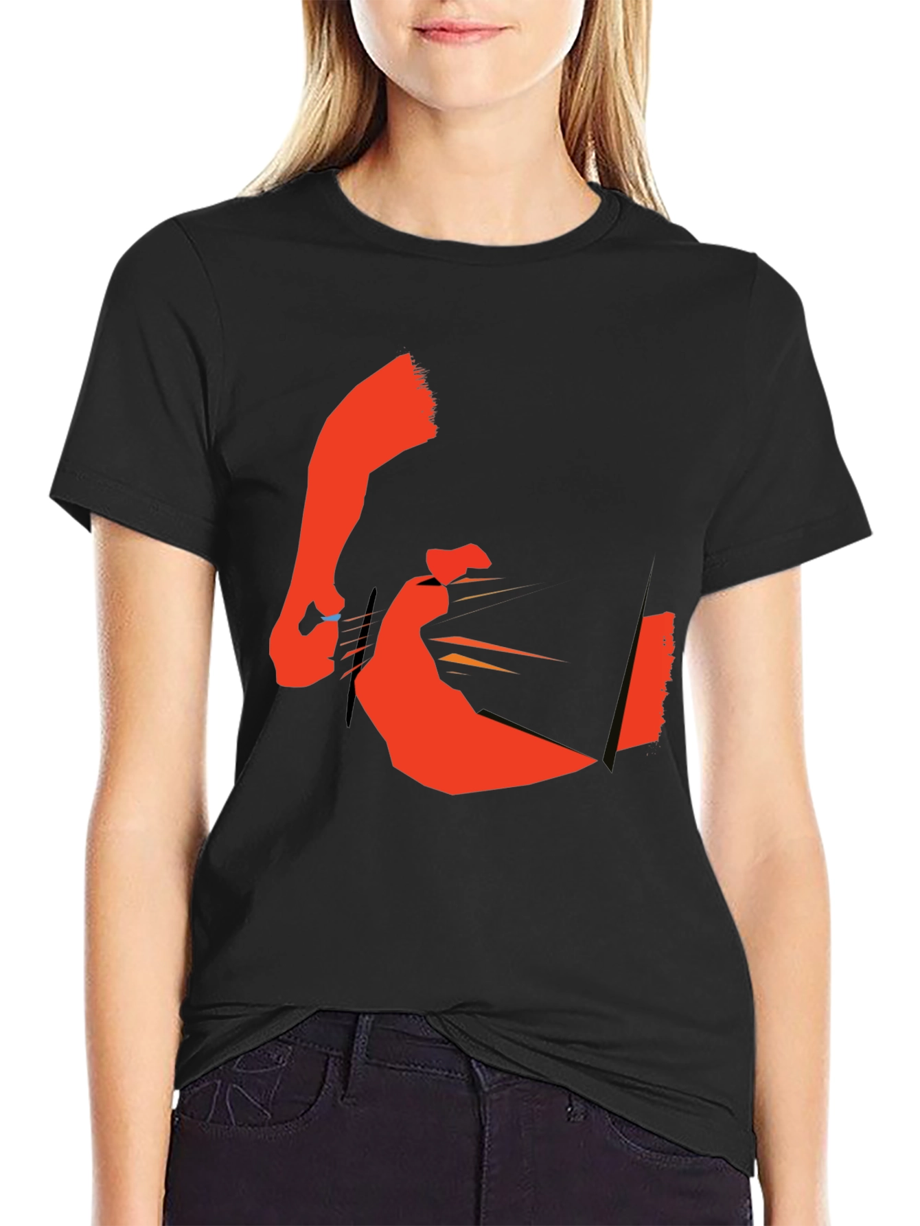 Abstract Graphic Black Crew Neck T-Shirt