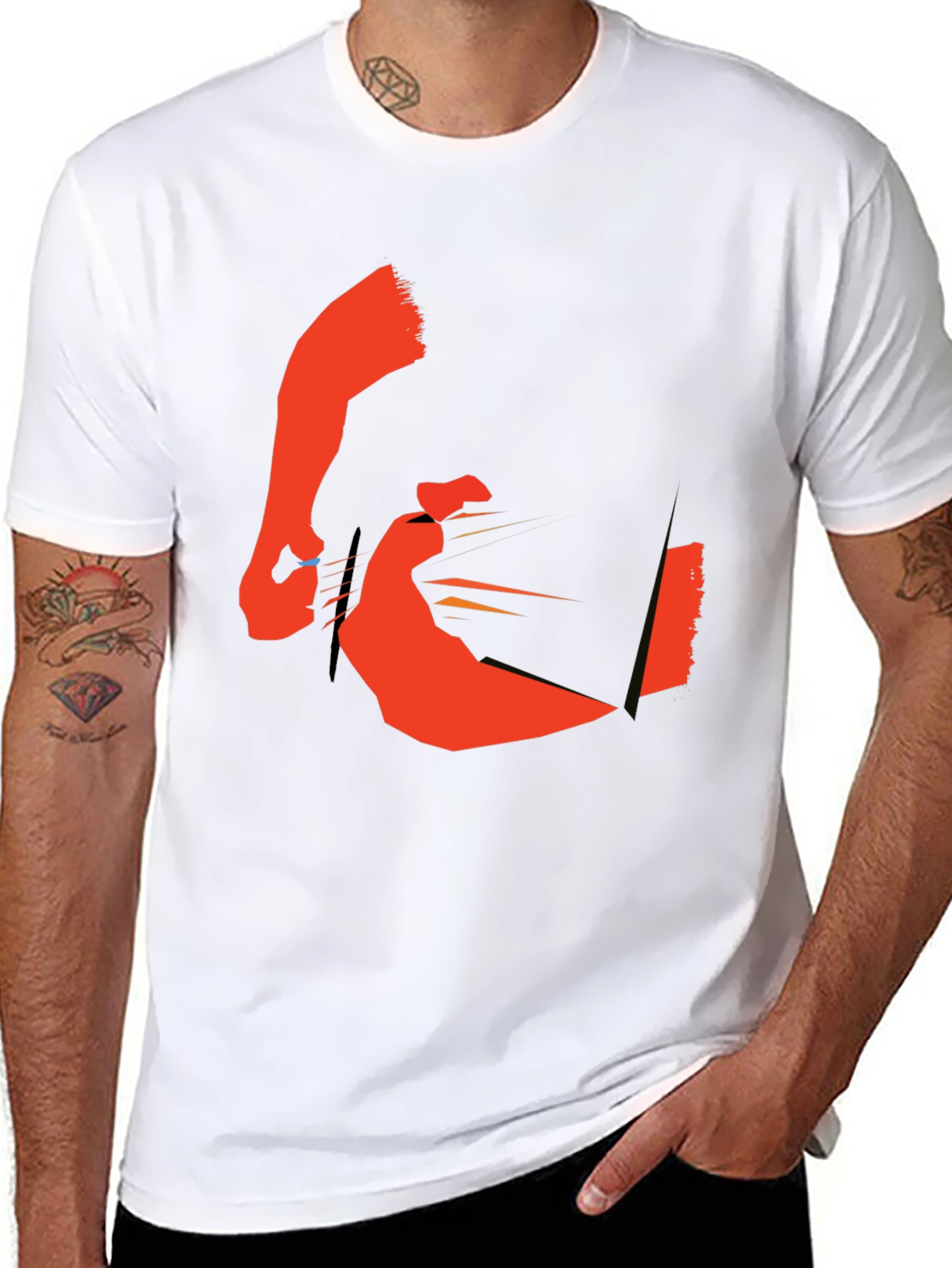 Abstract Graphic Black Crew Neck T-Shirt