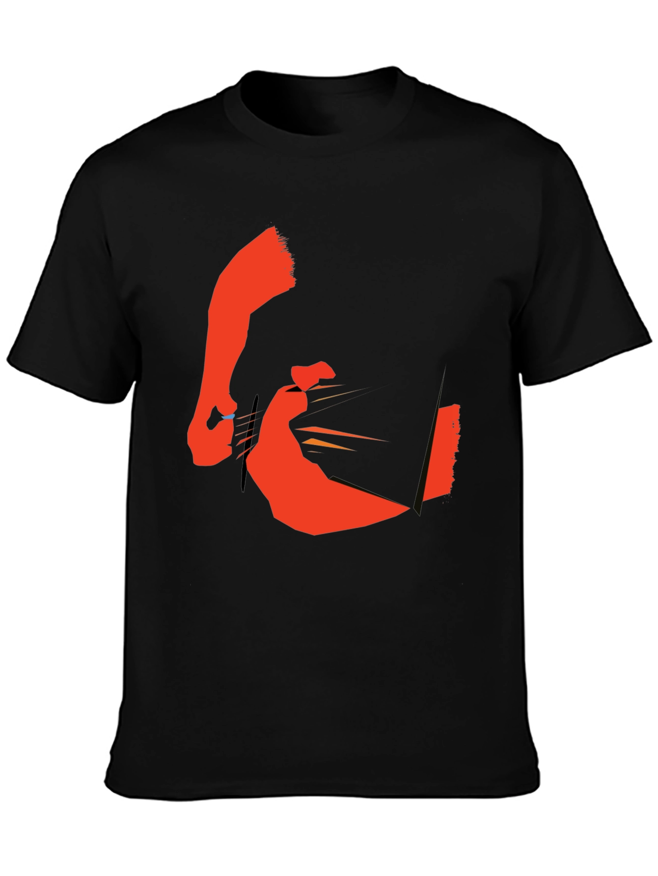 Abstract Graphic Black Crew Neck T-Shirt