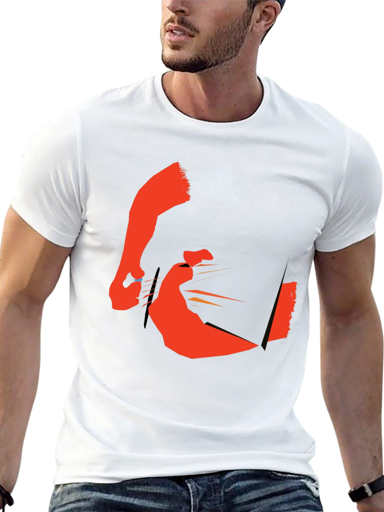 Abstract Graphic Black Crew Neck T-Shirt