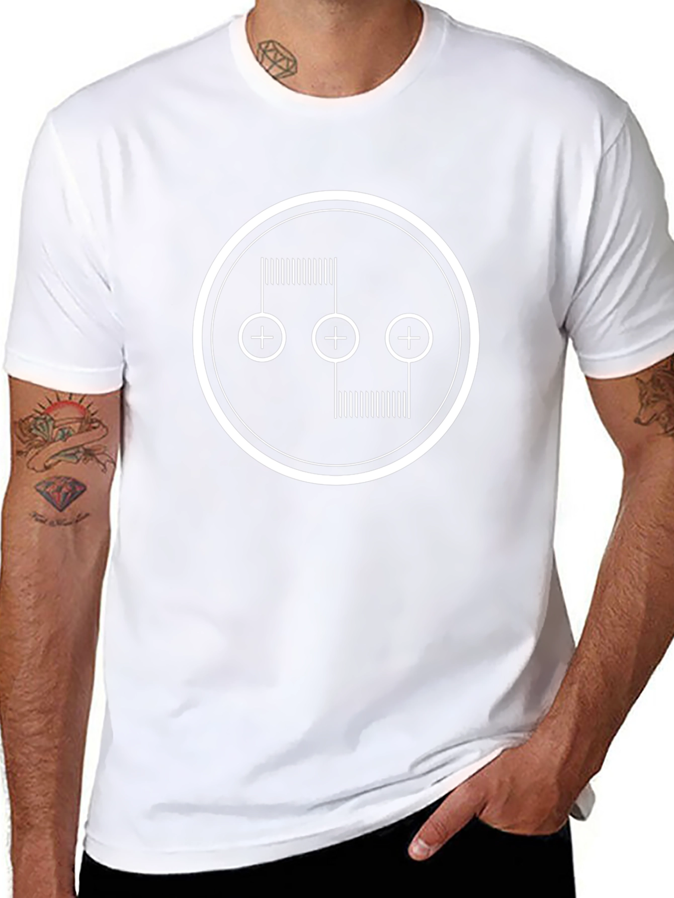 Abstract Graphic Tee - Black Cotton Blend Shirt