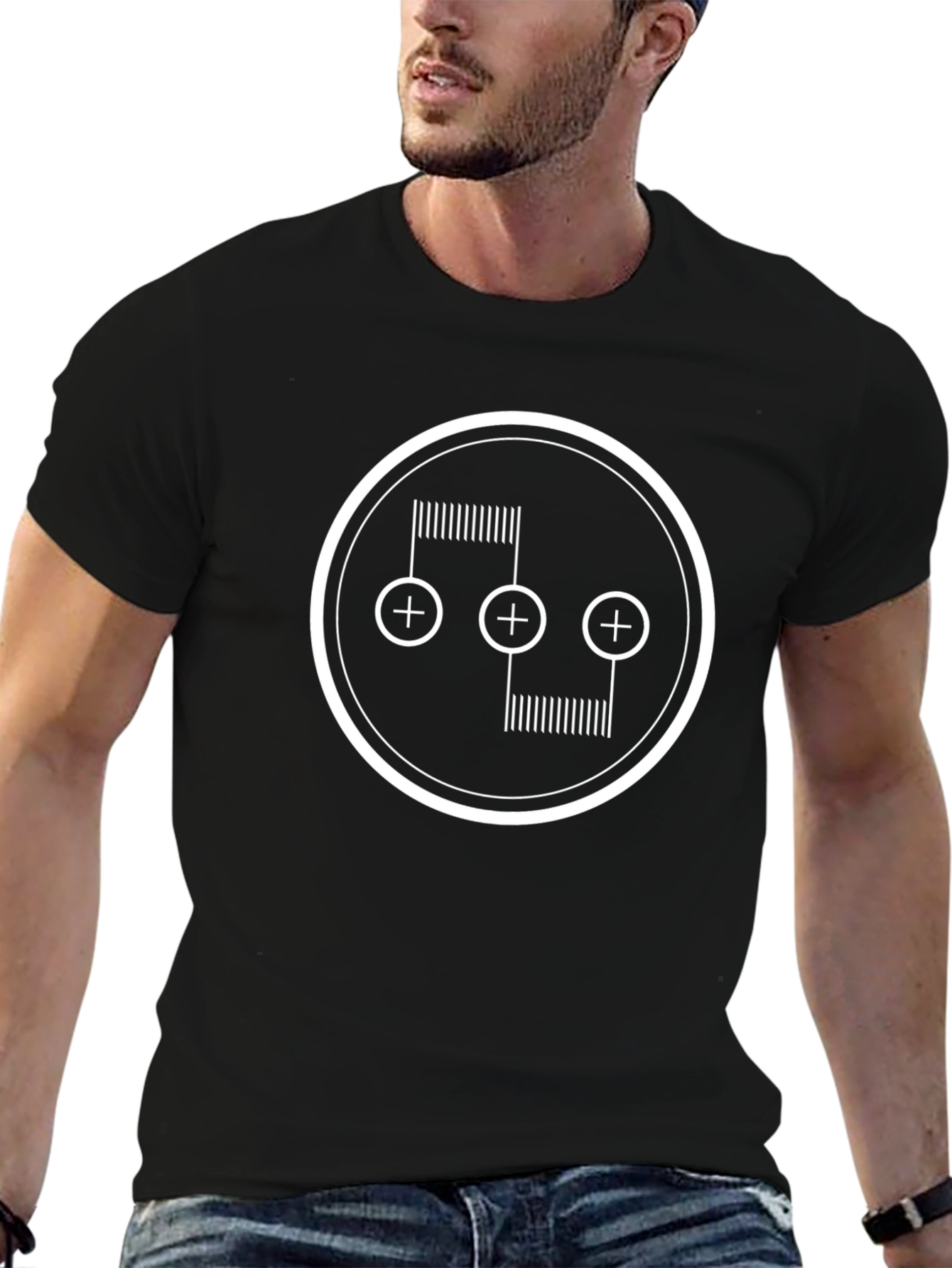 Abstract Graphic Tee - Black Cotton Blend Shirt