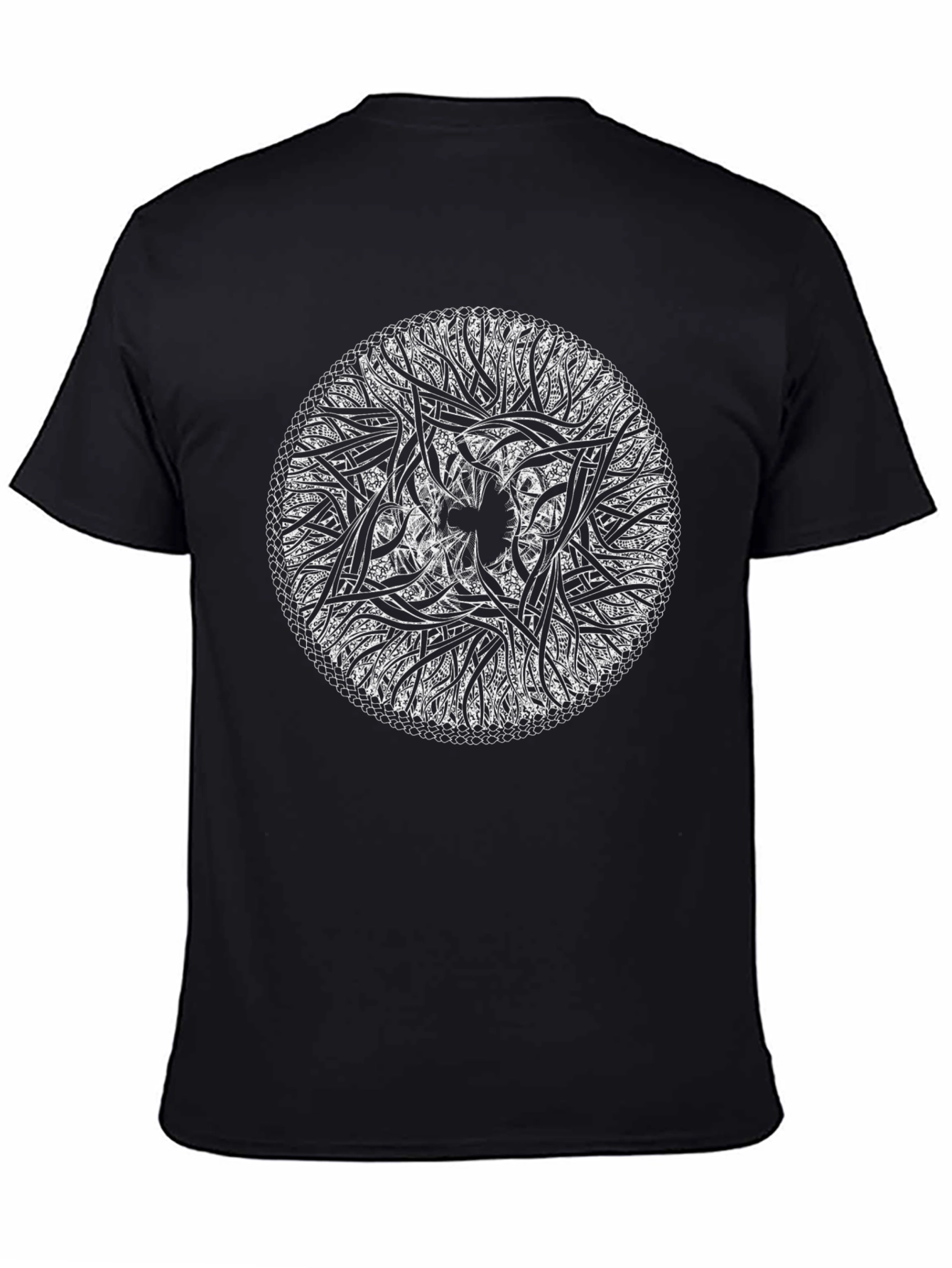Abstract Circular Design Black T-Shirt