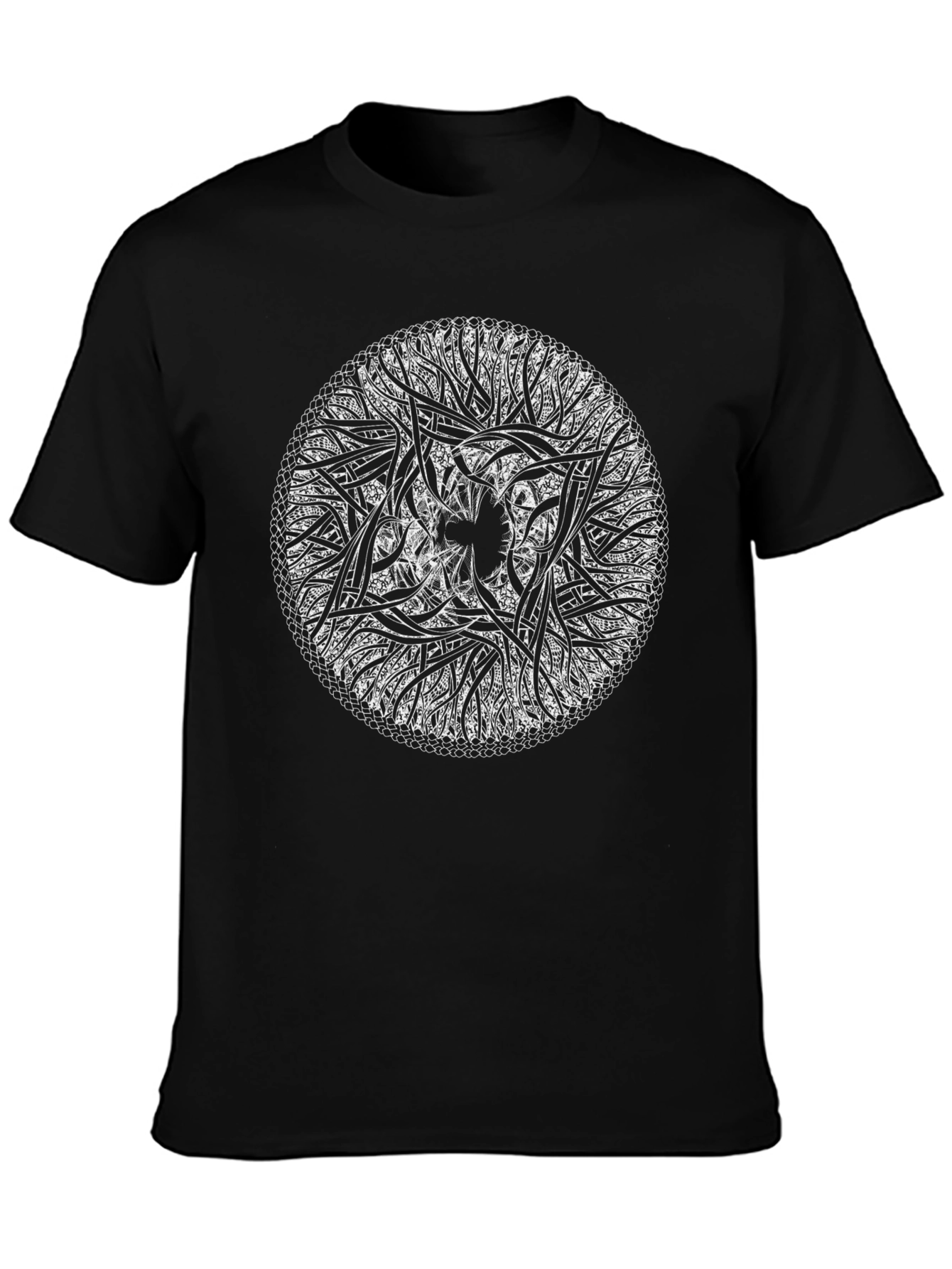 Abstract Circular Design Black T-Shirt