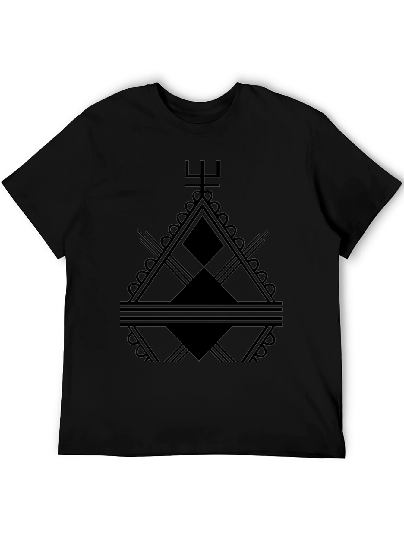 Abstract Geometric Graphic Print Black Tee