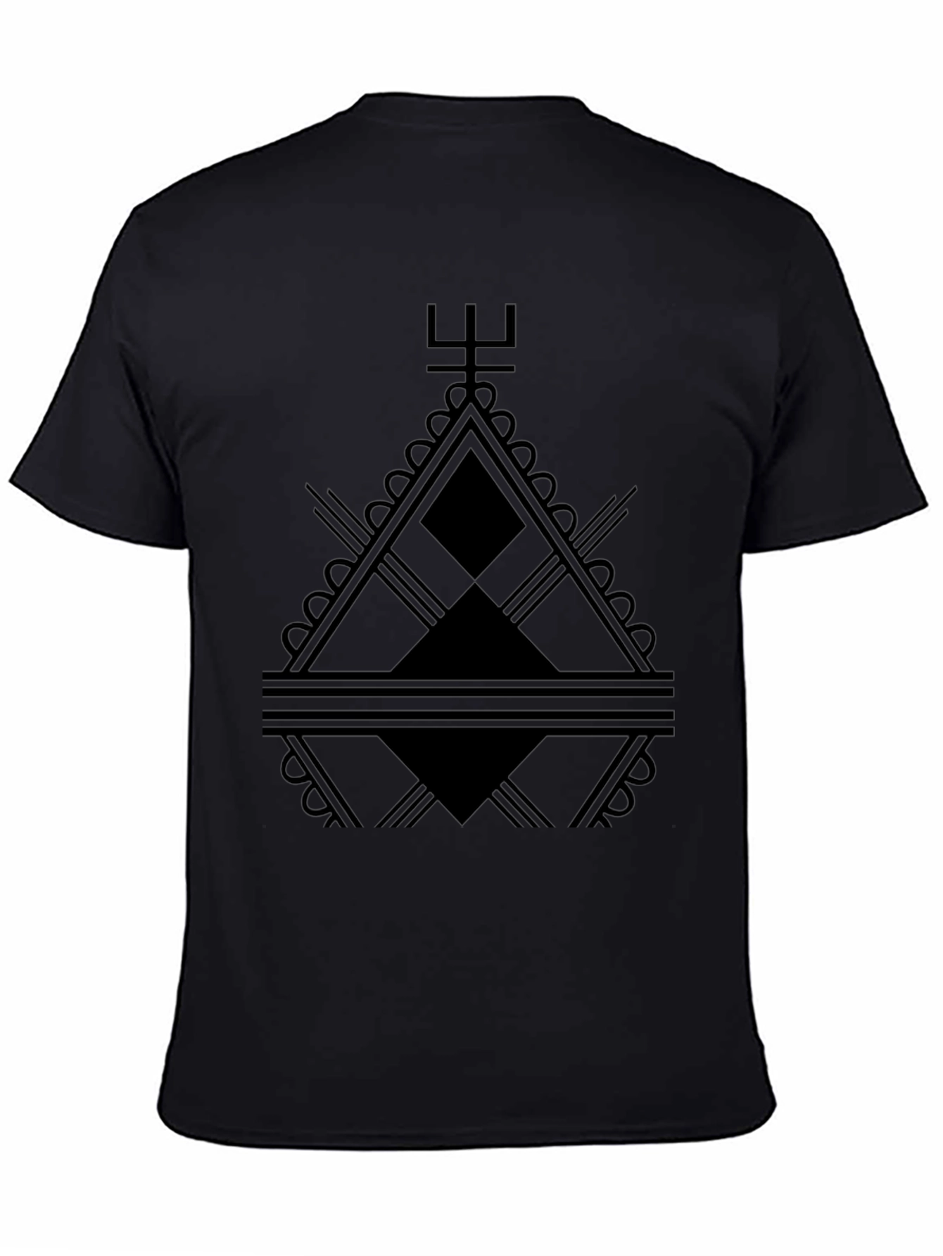 Abstract Geometric Graphic Print Black Tee