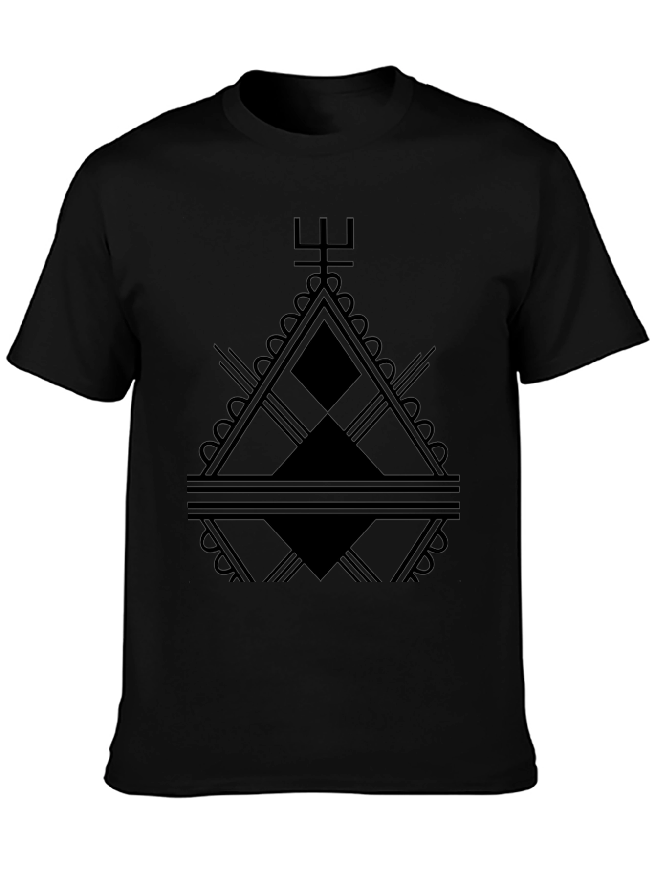 Abstract Geometric Graphic Print Black Tee