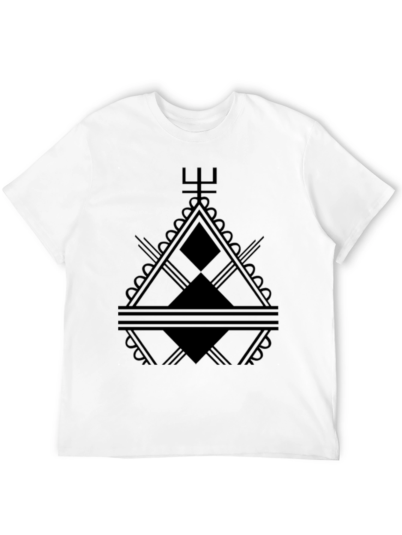 Abstract Geometric Graphic Print Black Tee
