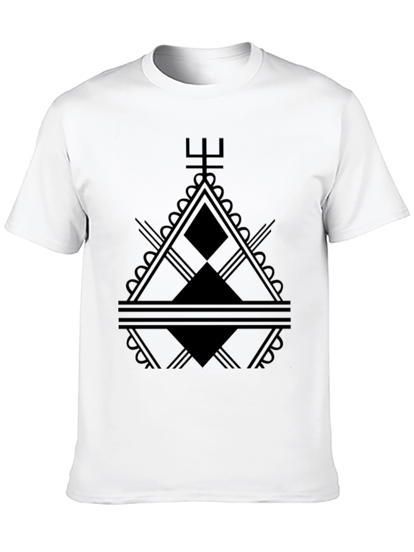 Abstract Geometric Graphic Print Black Tee