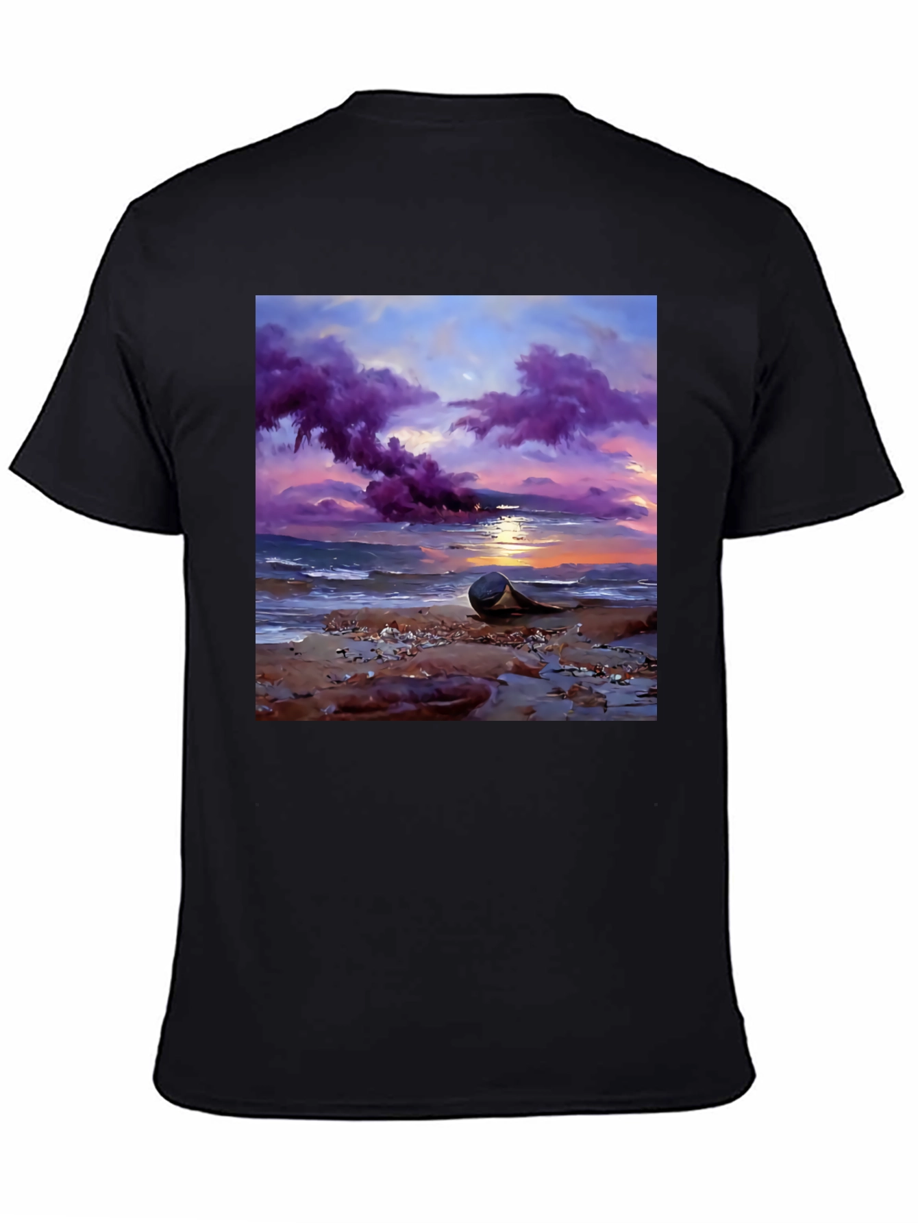 Sunset Beach T-Shirt - Artistic Coastal Design