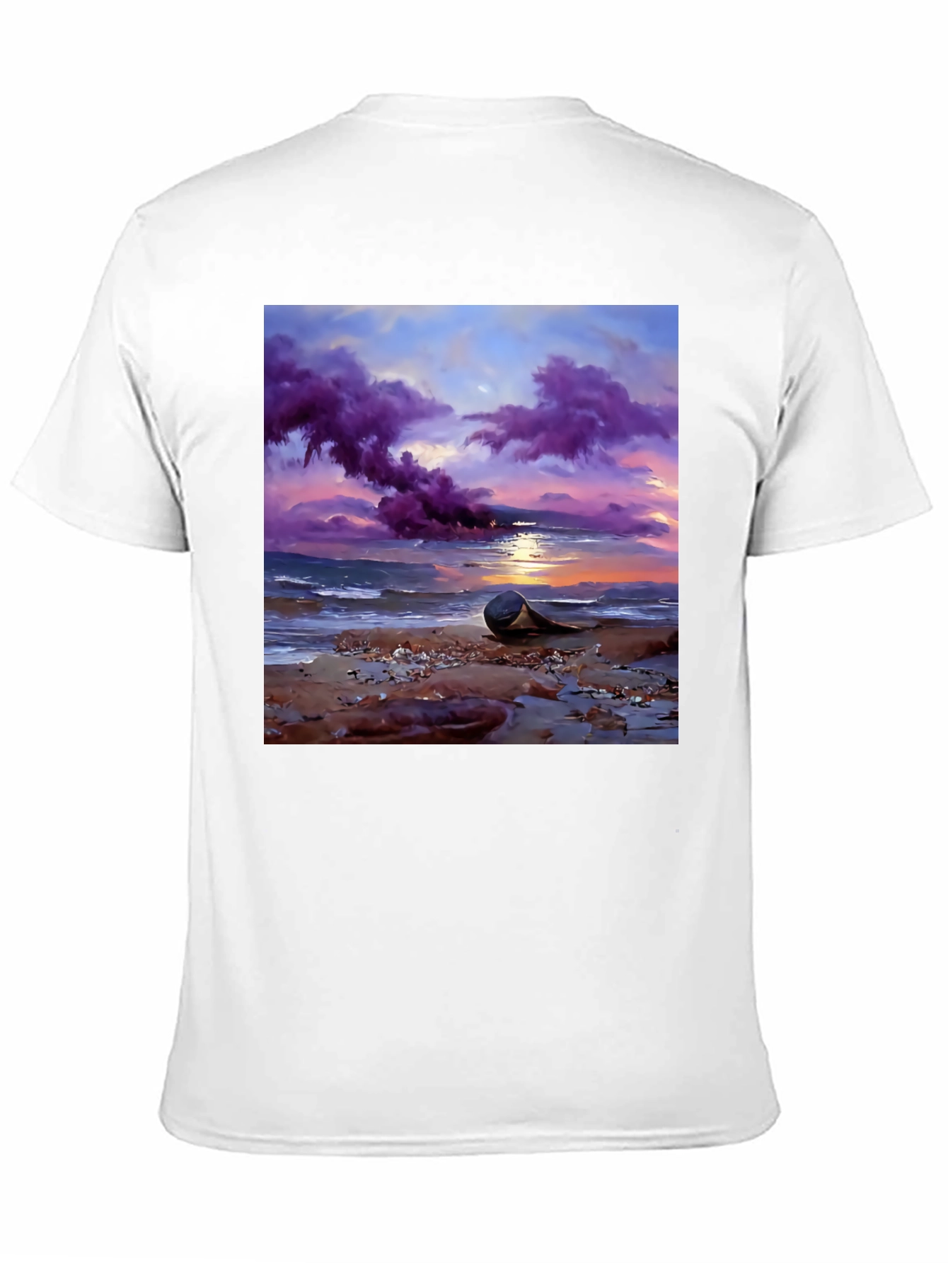 Sunset Beach T-Shirt - Artistic Coastal Design
