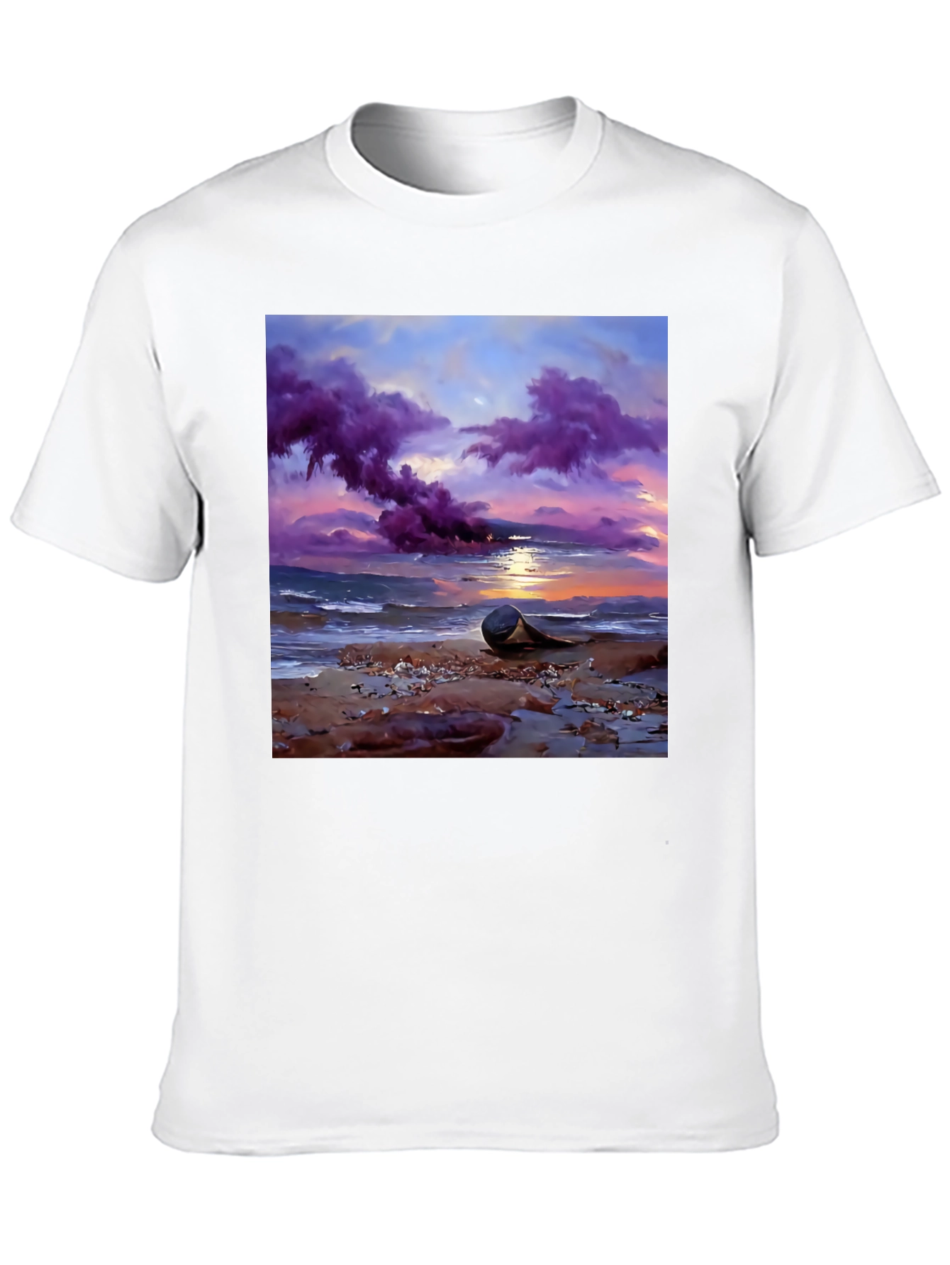 Sunset Beach T-Shirt - Artistic Coastal Design