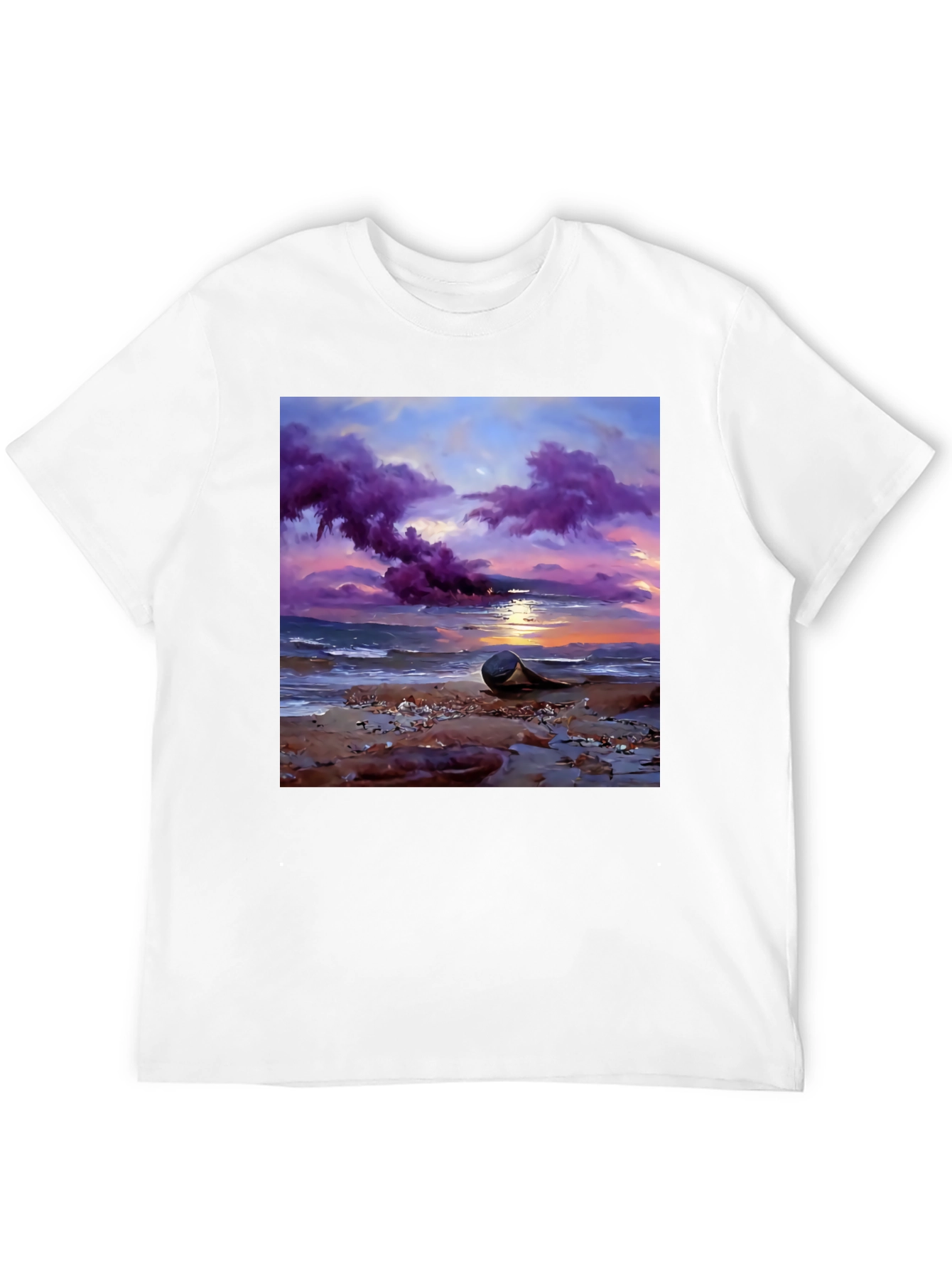 Sunset Beach T-Shirt - Artistic Coastal Design