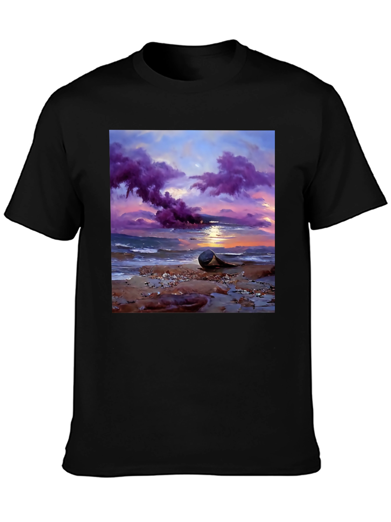 Sunset Beach T-Shirt - Artistic Coastal Design