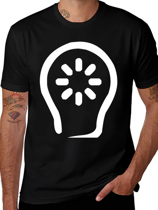 Abstract Light Bulb Graphic Tee - Black Cotton Blend