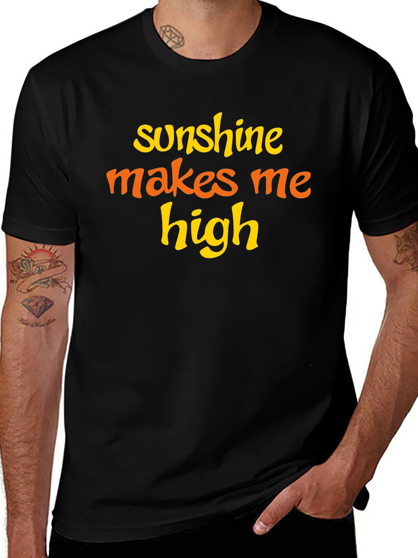Sunshine Makes Me High Graphic Tee - Black