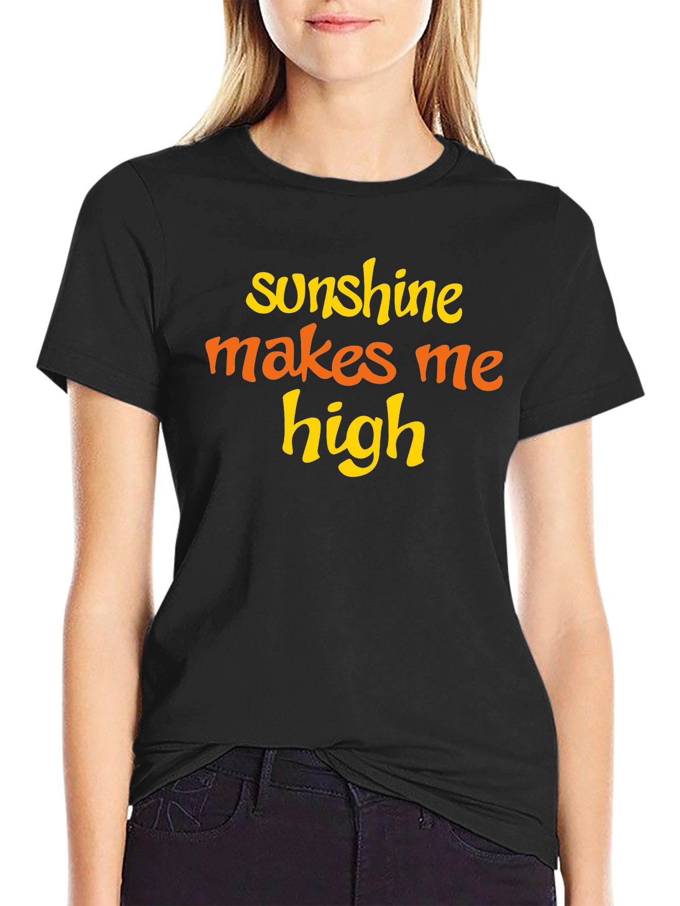 Sunshine Makes Me High Graphic Tee - Black