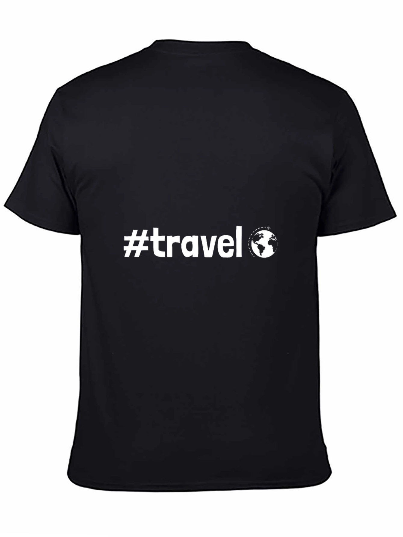 #Travel Black T-Shirt Globe Graphic Tee