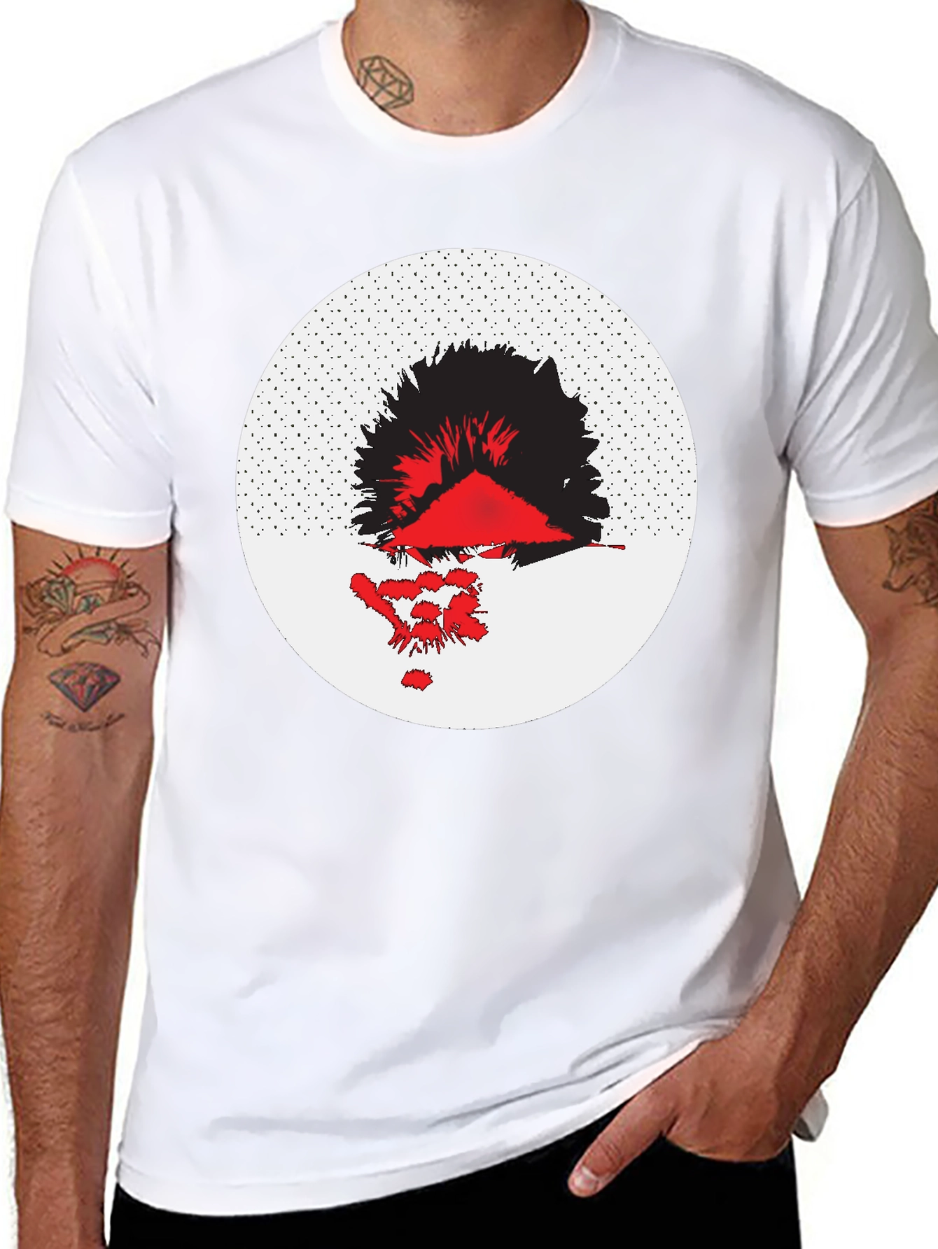Abstract Graphic Tee - Black Cotton Blend