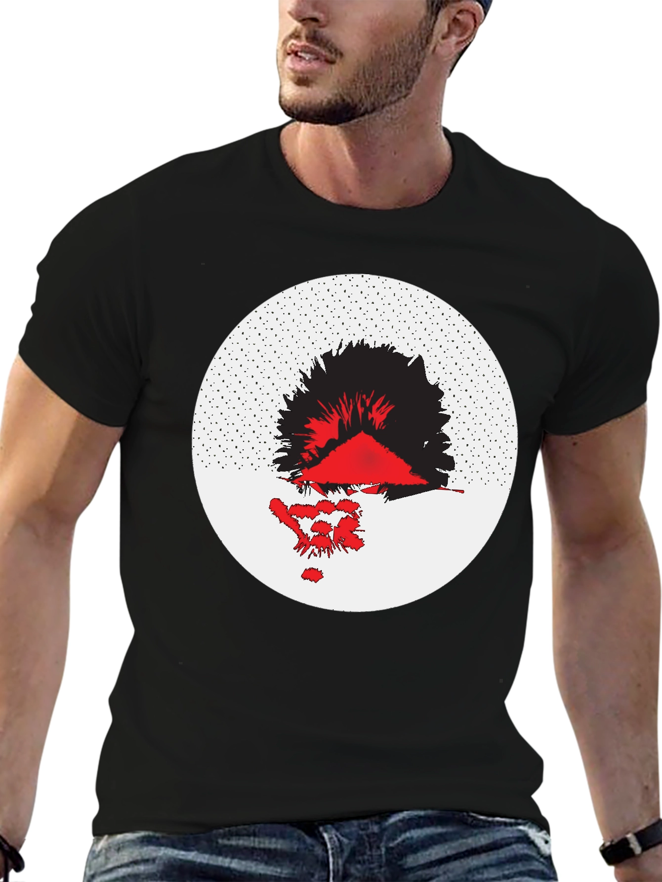 Abstract Graphic Tee - Black Cotton Blend