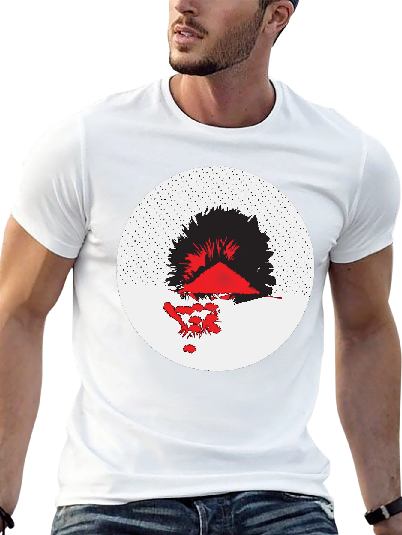 Abstract Graphic Tee - Black Cotton Blend
