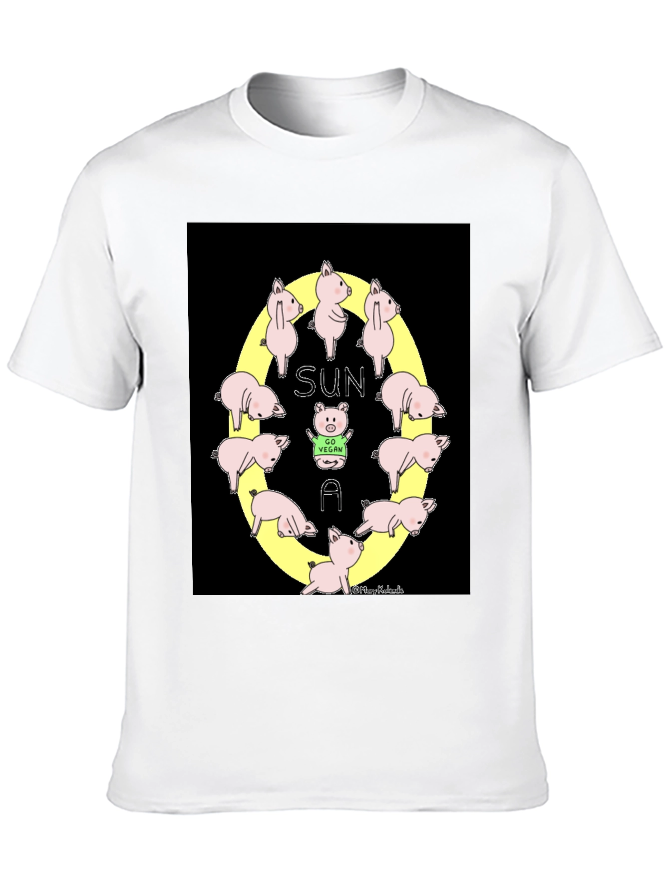 Sun A Vegan Pigs Black T-Shirt