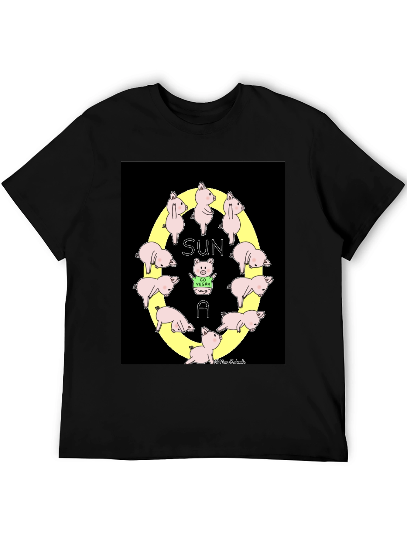 Sun A Vegan Pigs Black T-Shirt
