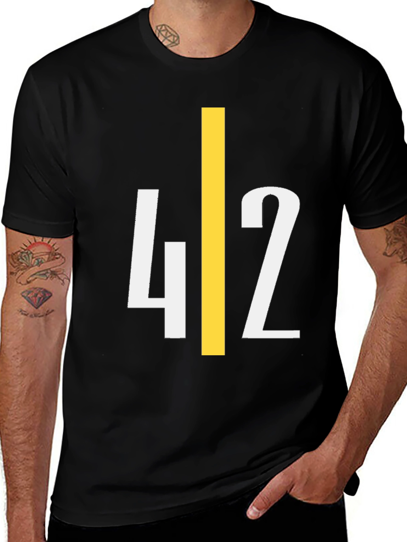 42 Graphic Tee - Black Cotton Casual Shirt