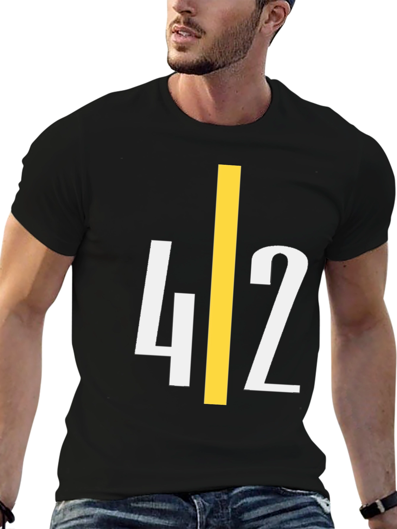 42 Graphic Tee - Black Cotton Casual Shirt