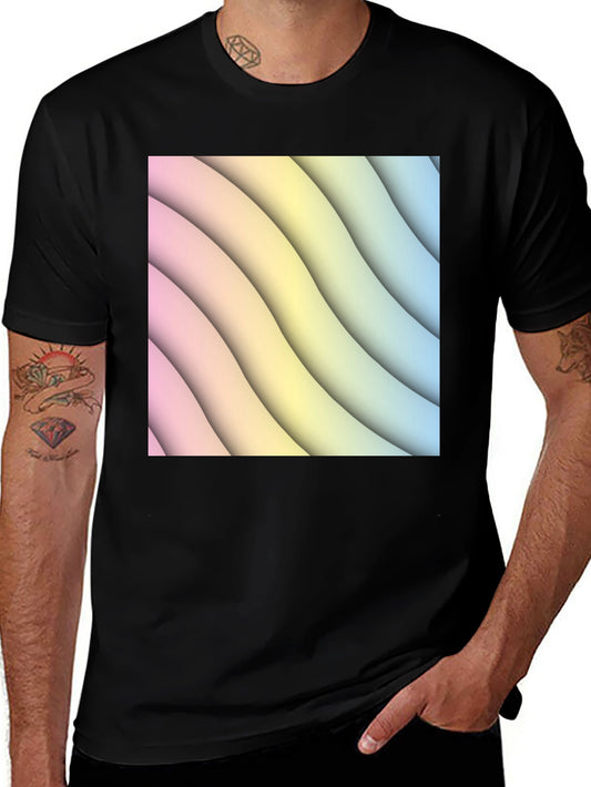 Abstract Wave T-Shirt - Trendy Black Tee