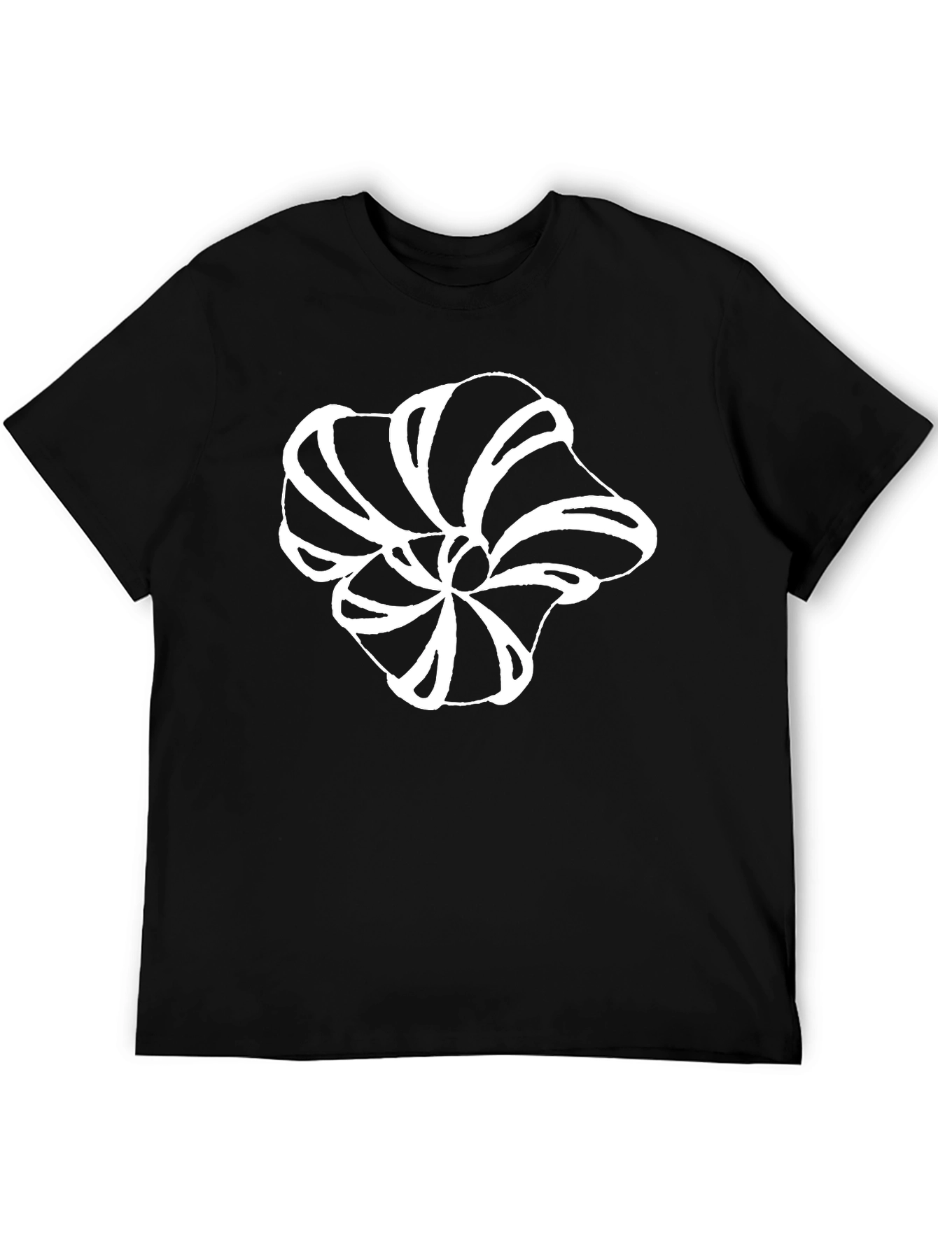 Abstract Floral Print Black T-Shirt