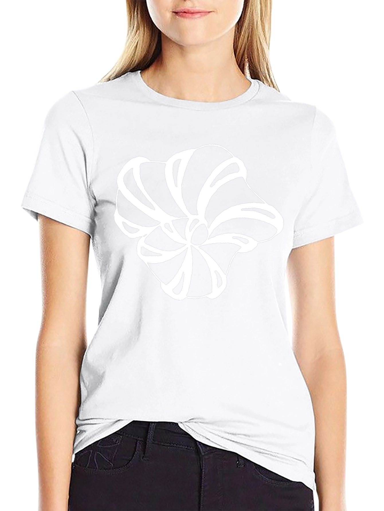 Abstract Floral Print Black T-Shirt