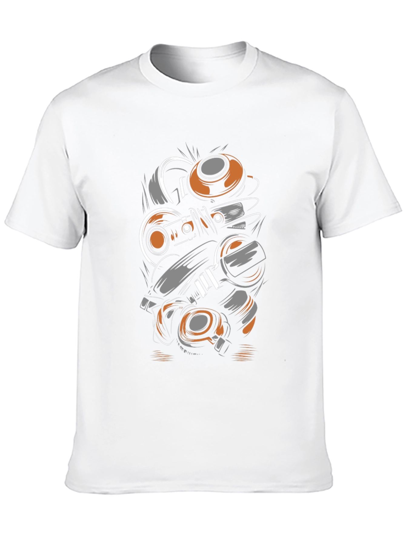 Abstract Mechanic Graphic Black T-Shirt