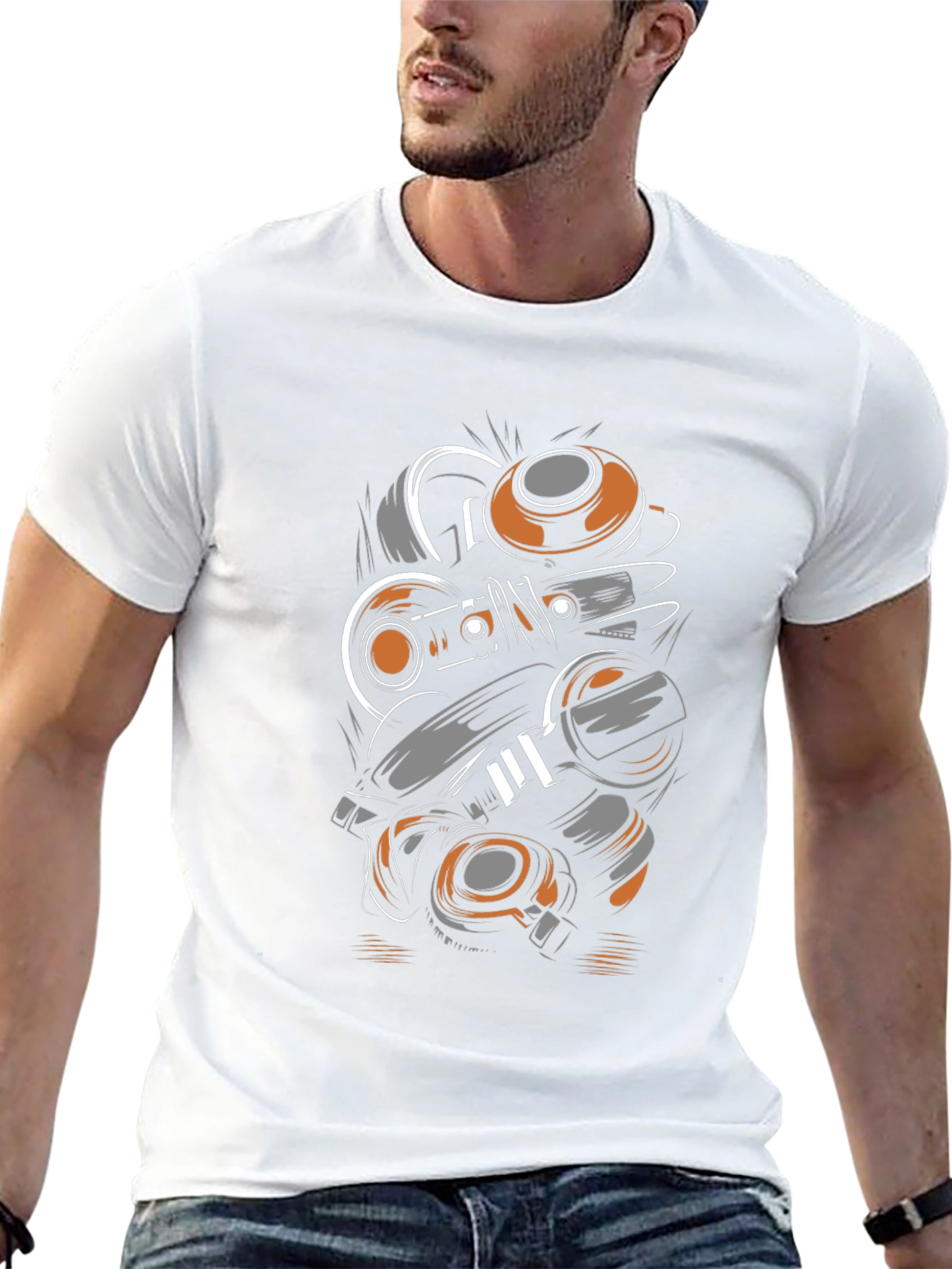 Abstract Mechanic Graphic Black T-Shirt