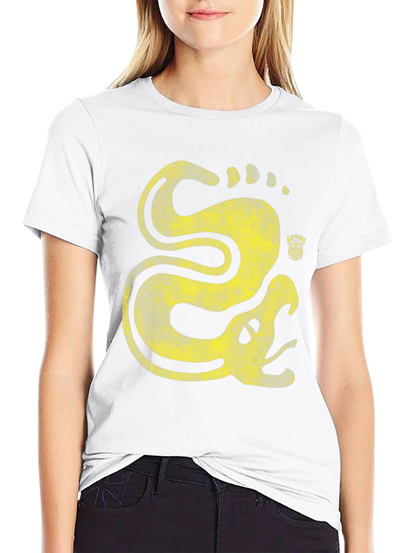 Stylized Snake Graphic Tee - Distressed Print