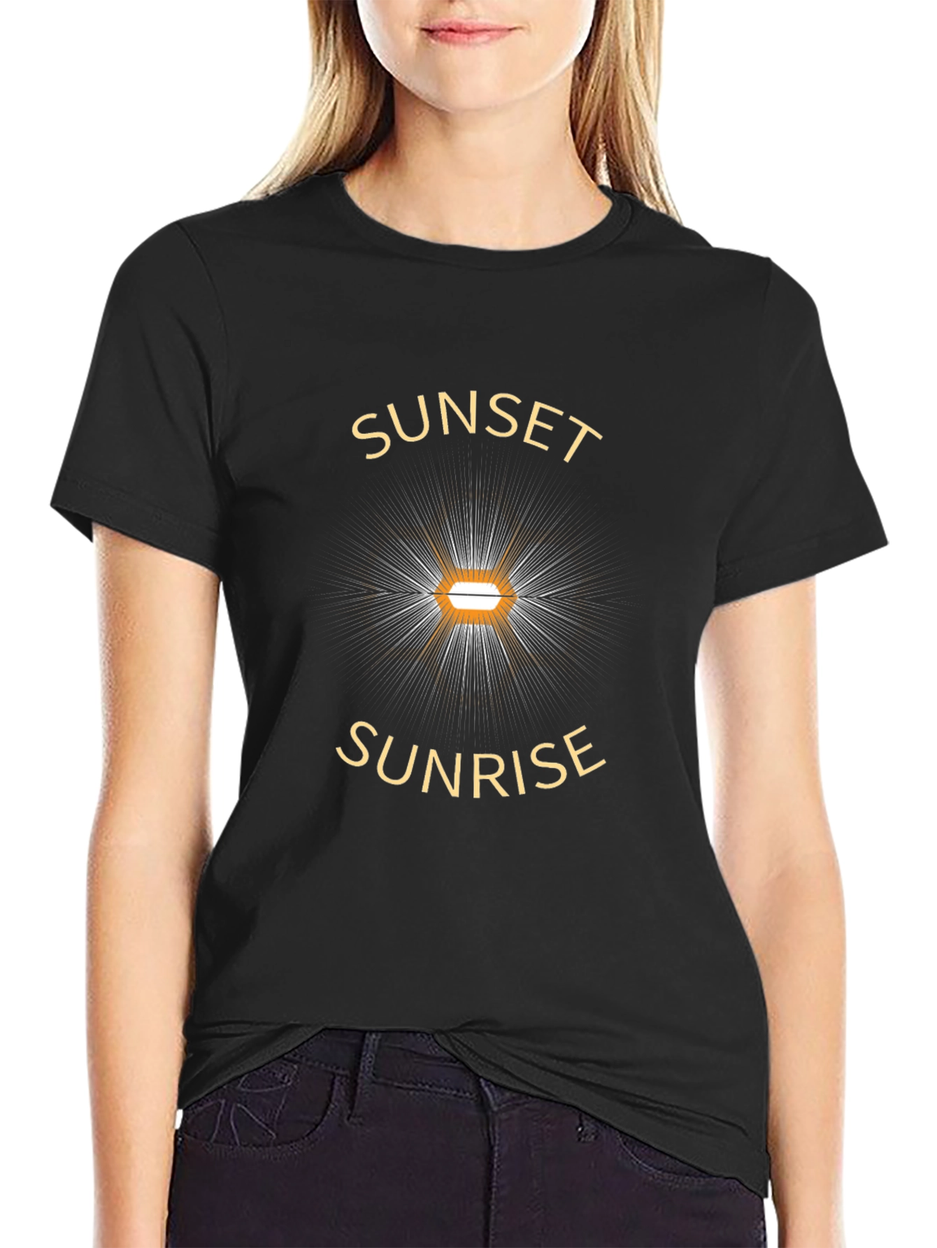 Sunset Sunrise Graphic Tee - Black Cotton T-Shirt