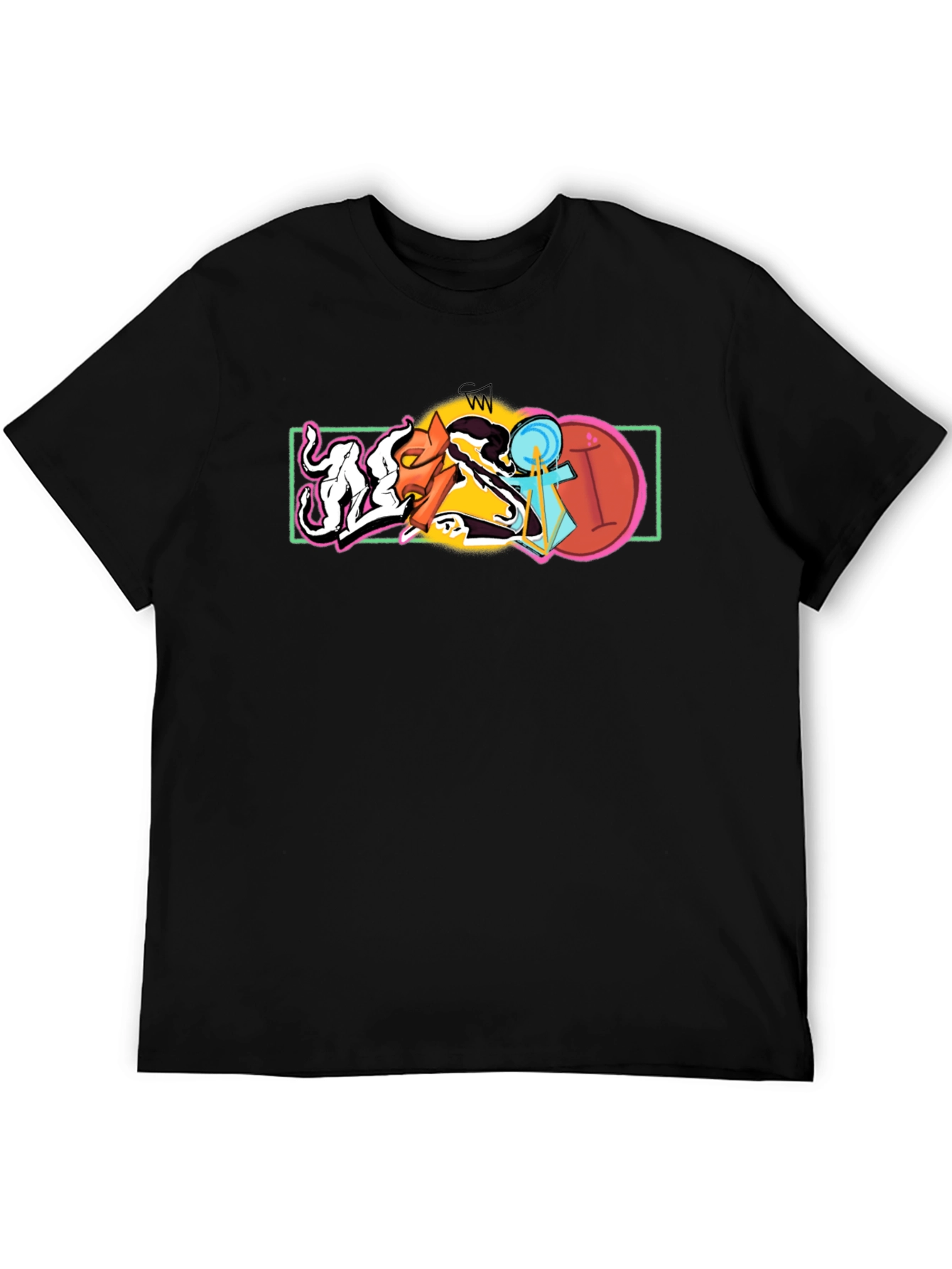 Abstract Graphic Black Cotton T-Shirt