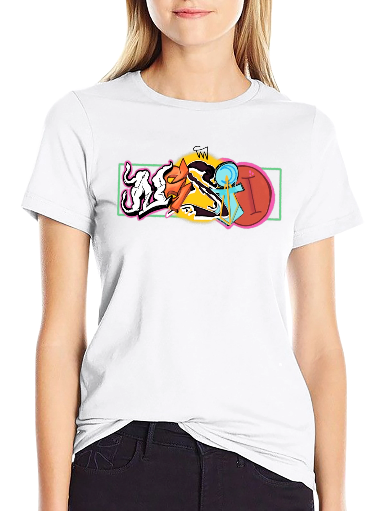 Abstract Graphic Black Cotton T-Shirt