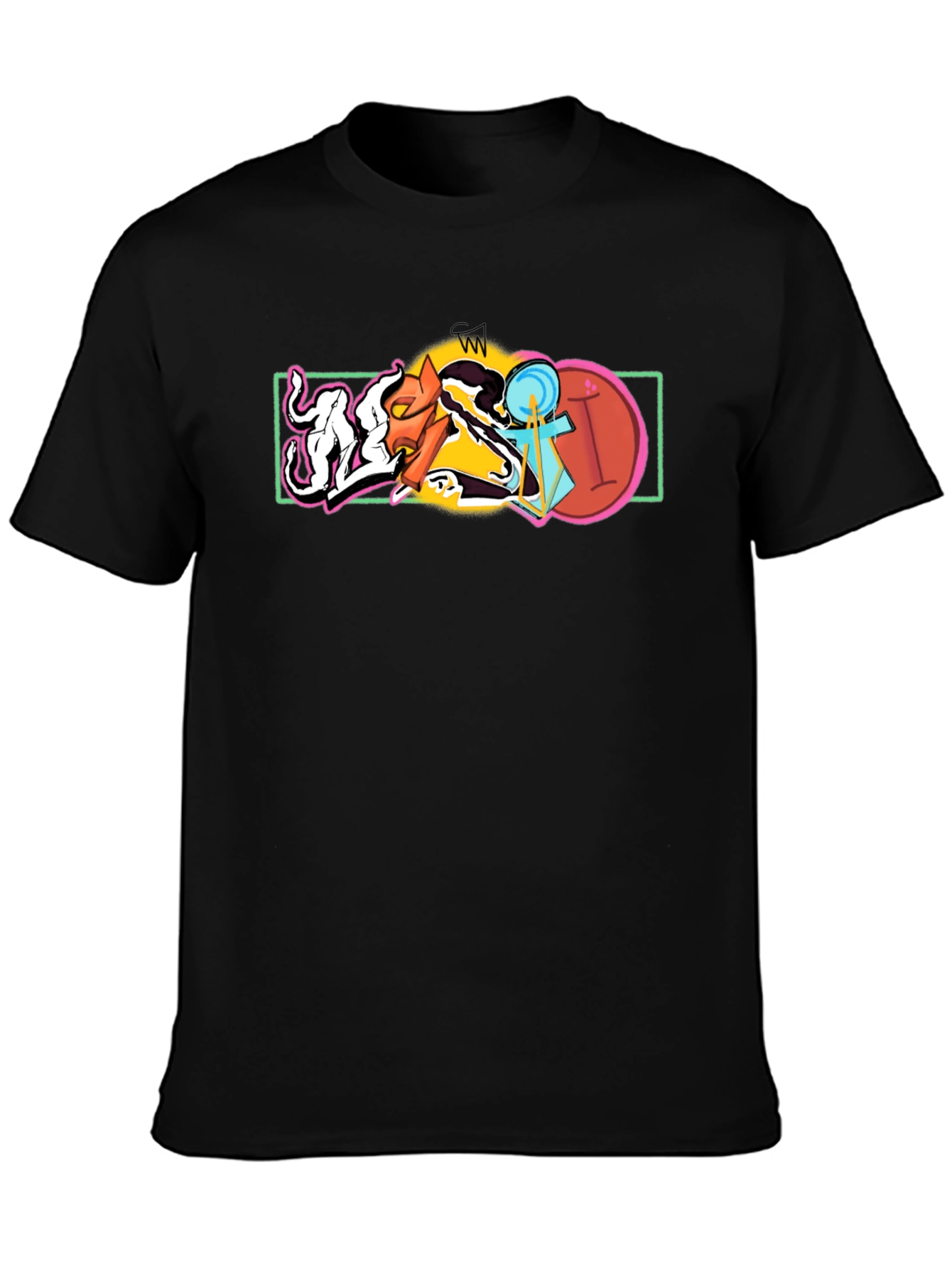 Abstract Graphic Black Cotton T-Shirt