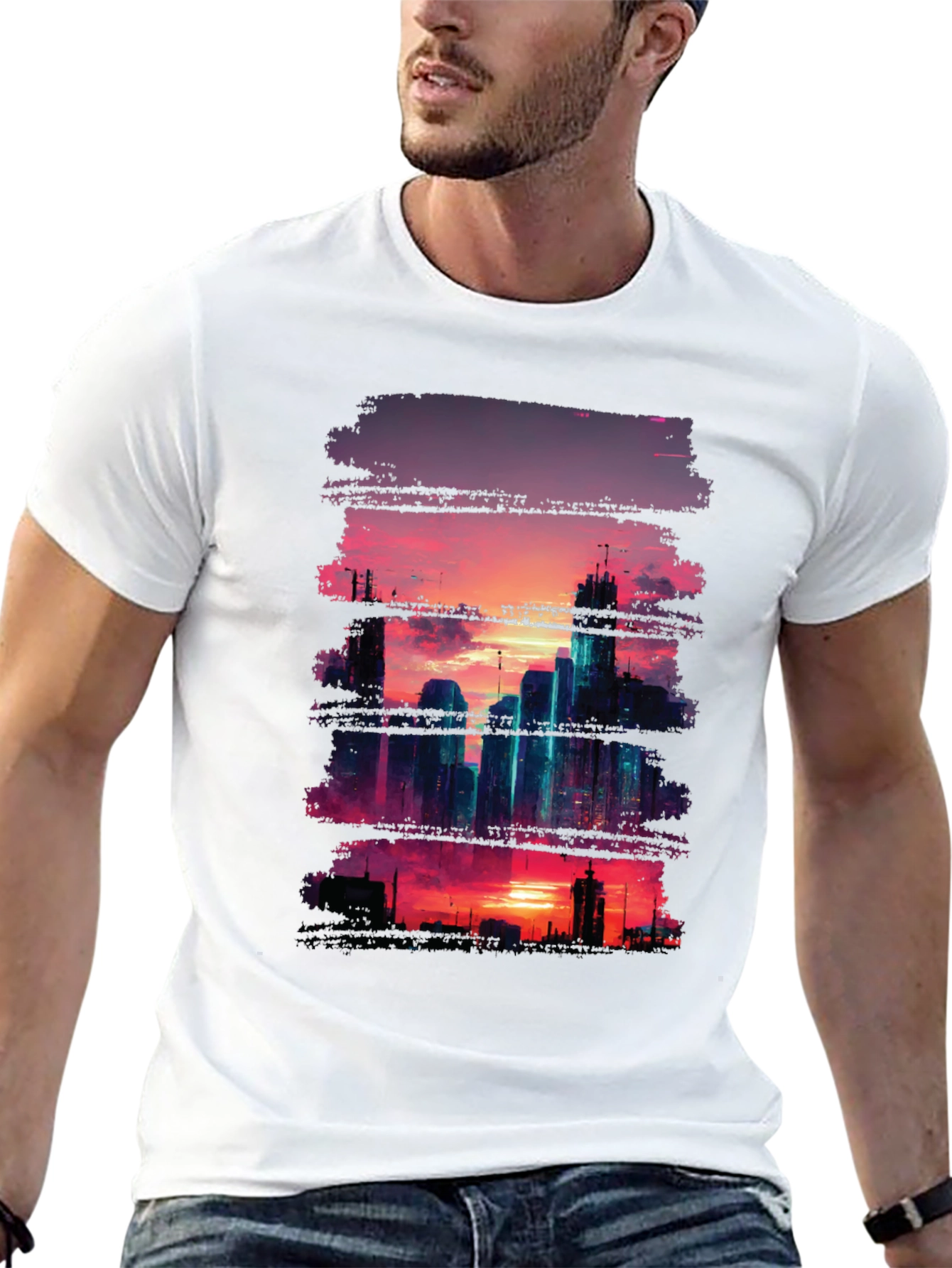 Sunset Cityscape Graphic Tee - Urban Style Shirt