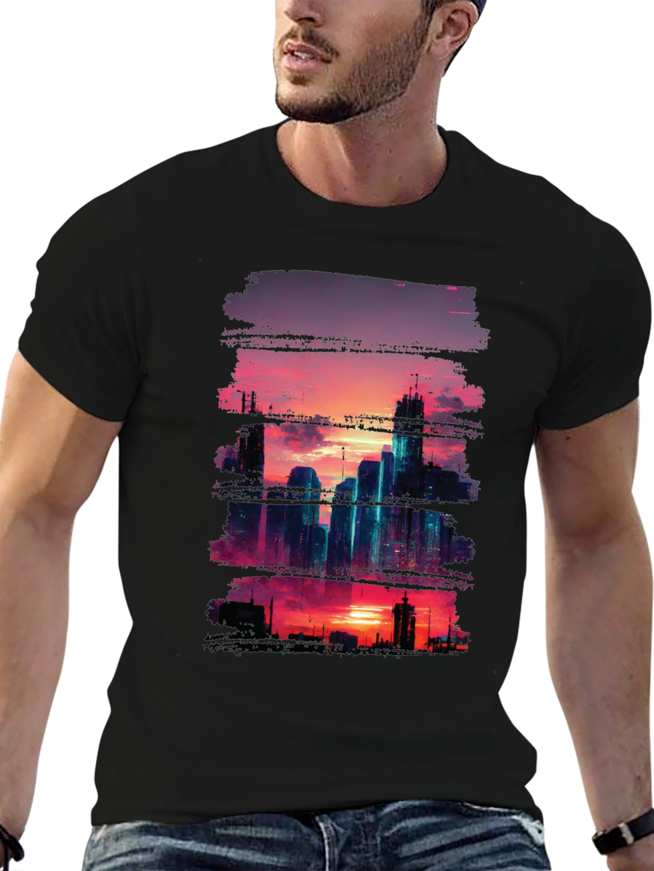 Sunset Cityscape Graphic Tee - Urban Style Shirt
