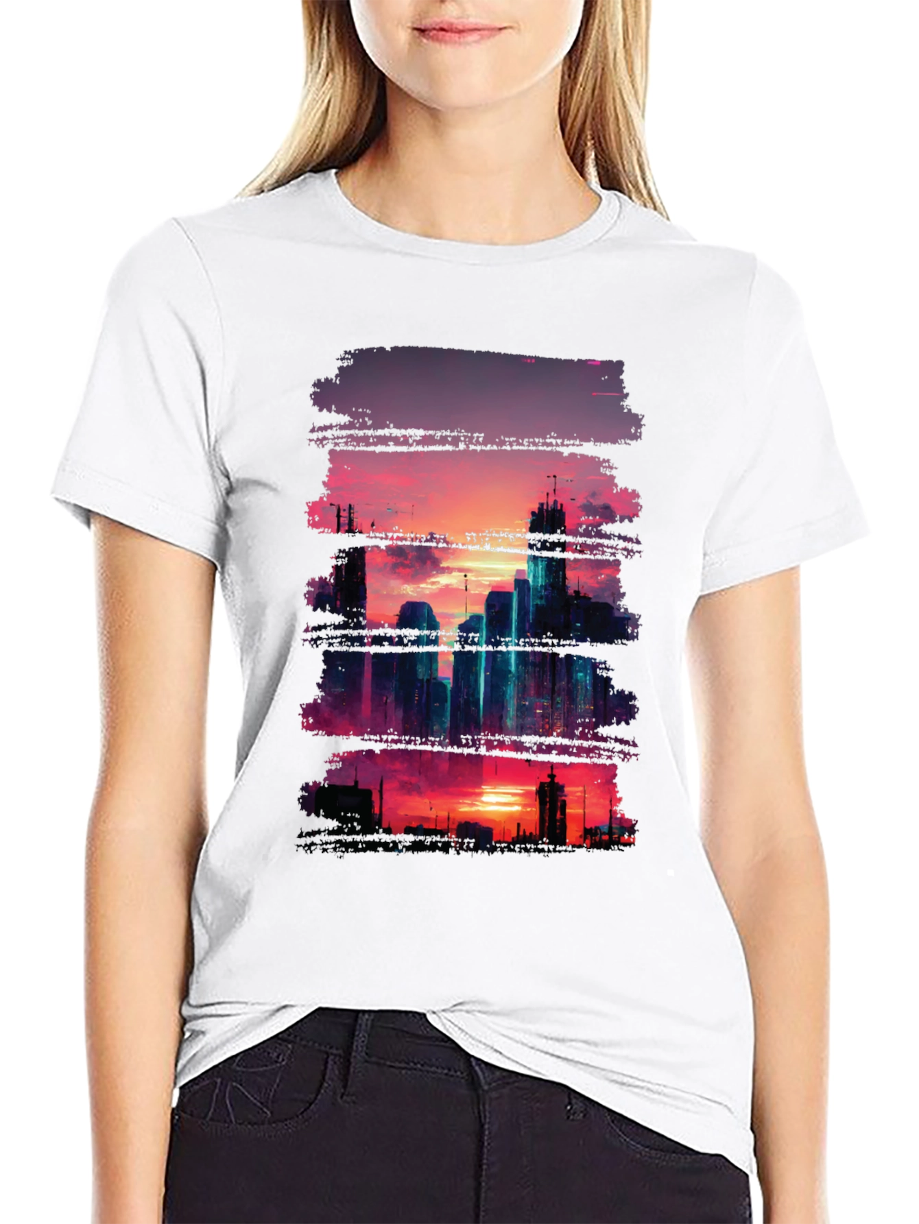Sunset Cityscape Graphic Tee - Urban Style Shirt