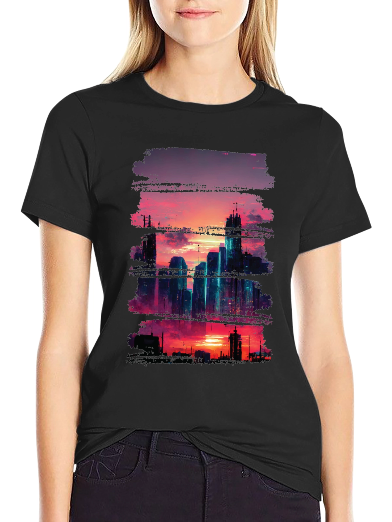 Sunset Cityscape Graphic Tee - Urban Style Shirt