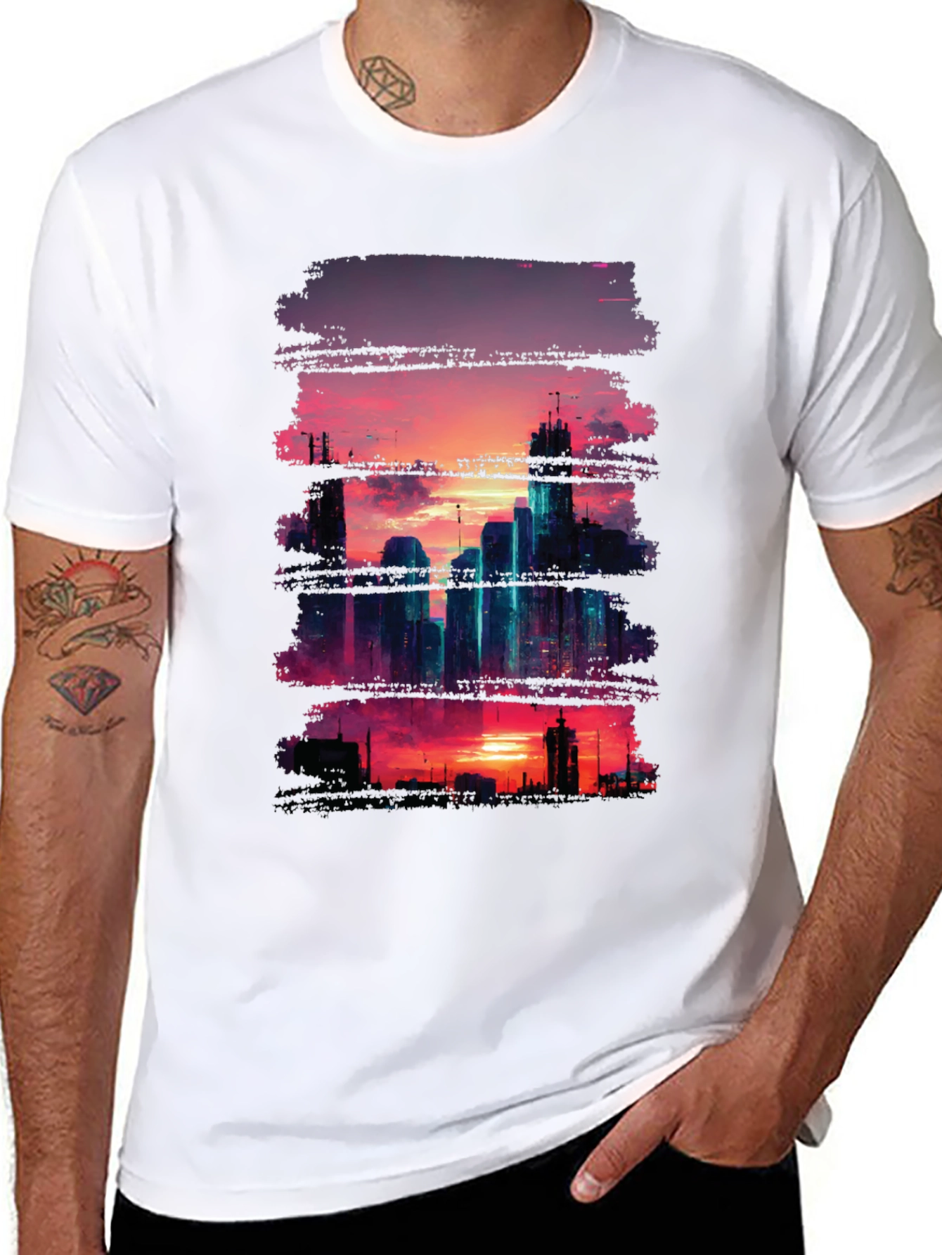 Sunset Cityscape Graphic Tee - Urban Style Shirt