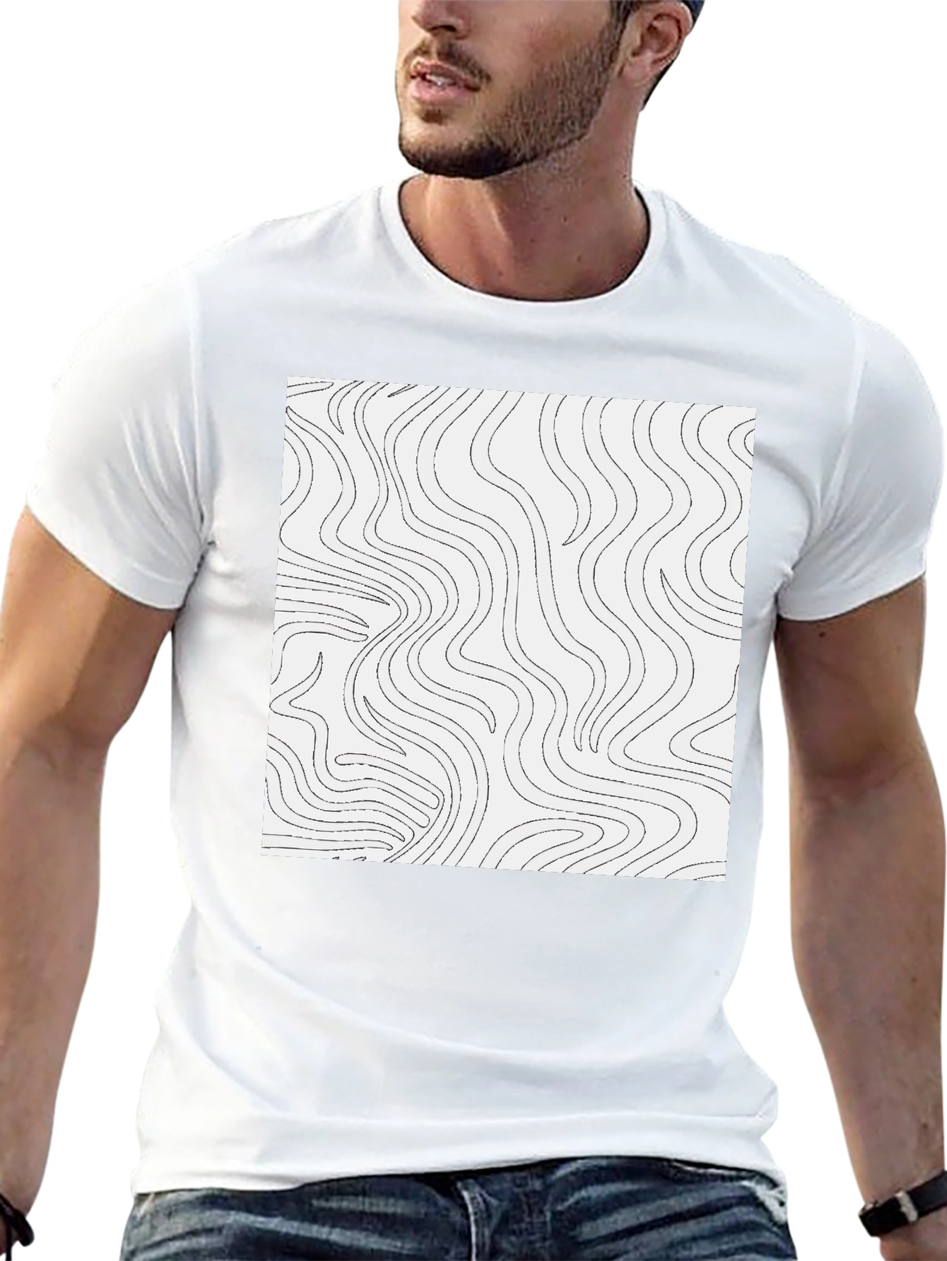 Abstract Lines Graphic Tee - Black