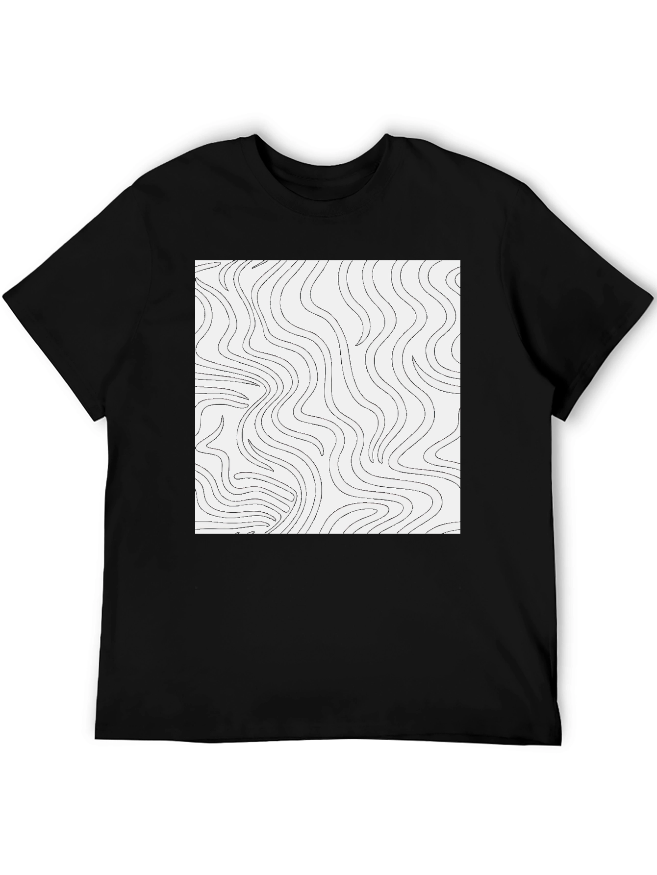 Abstract Lines Graphic Tee - Black