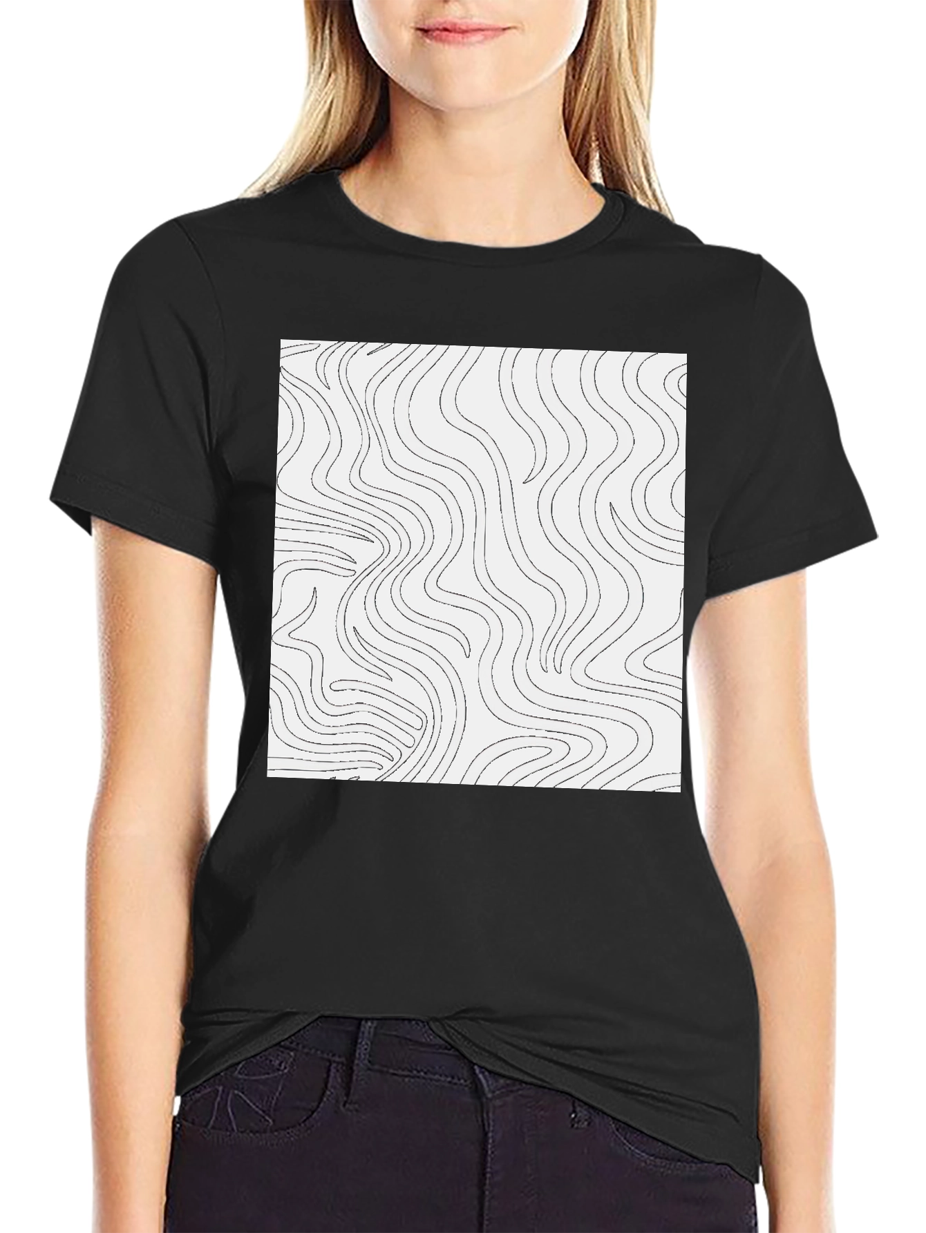 Abstract Lines Graphic Tee - Black